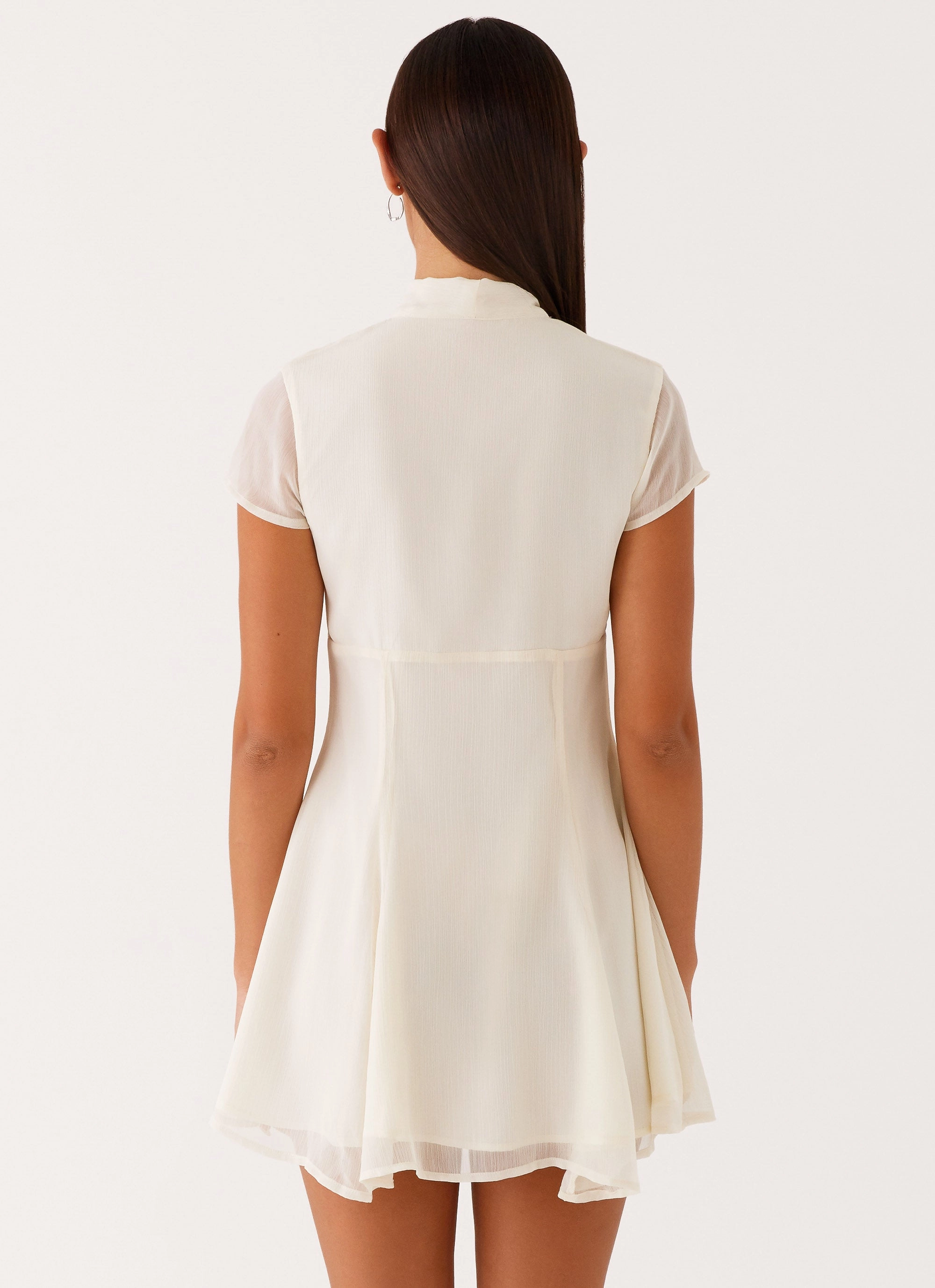 Karling Mini Dress - Ivory Satin feel Trendy Style