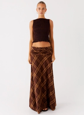 Karolina Maxi Skirt - Plaid Dance Practice Flexible Waistband