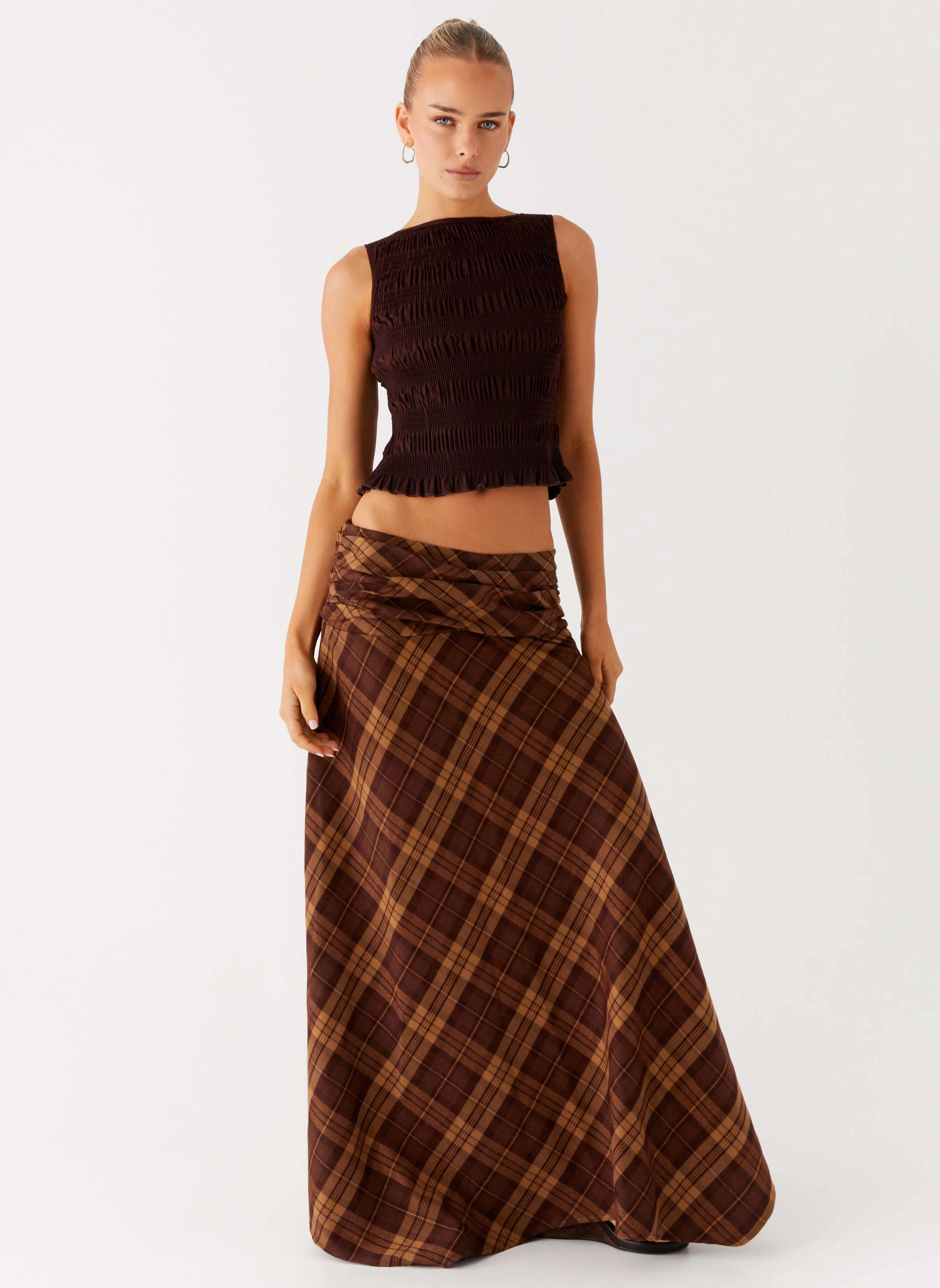 Non Irritating Seams Comfort Wear Karolina Maxi Skirt - Plaid