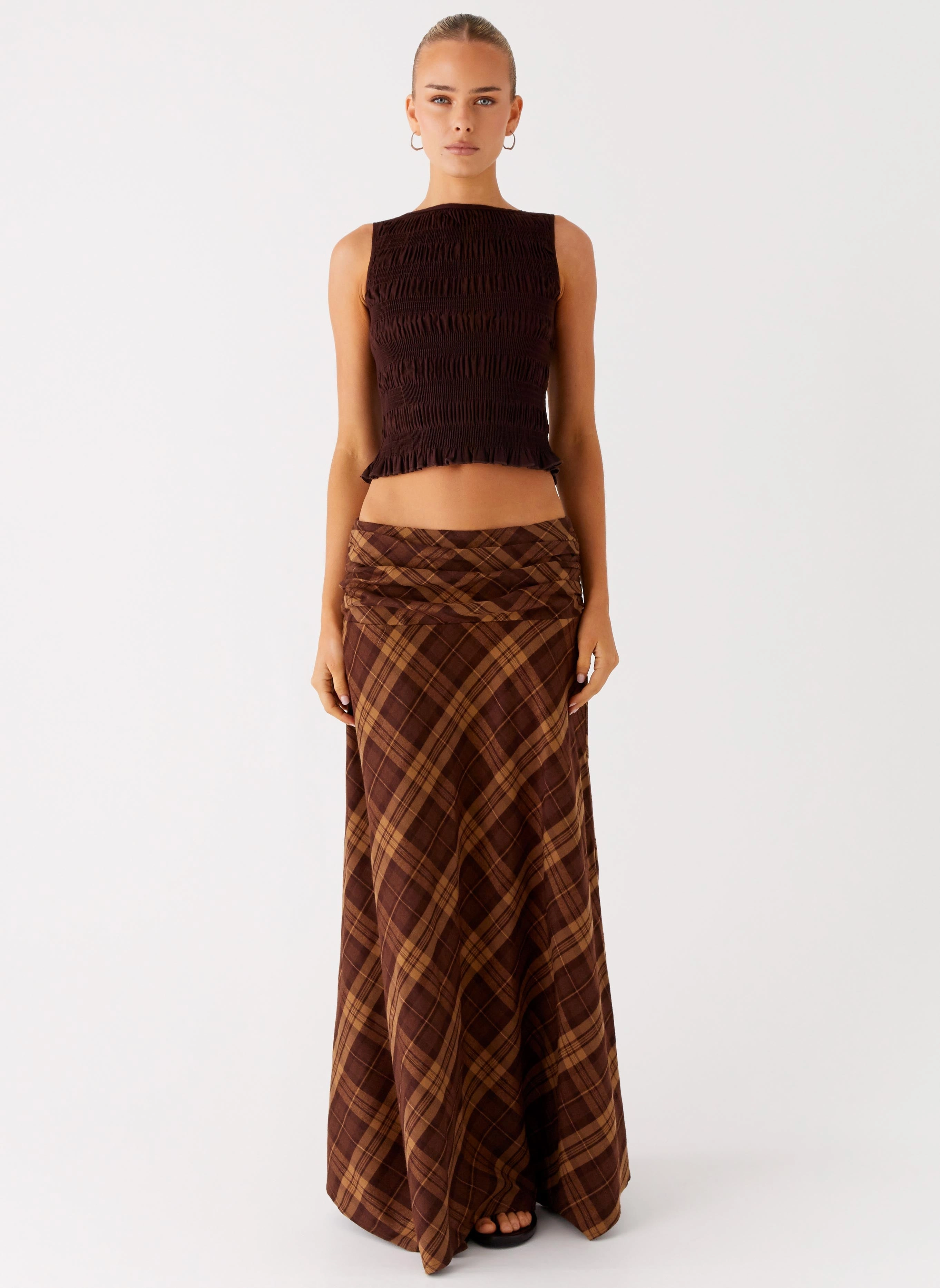 Tropical theme Maxi length Karolina Maxi Skirt - Plaid