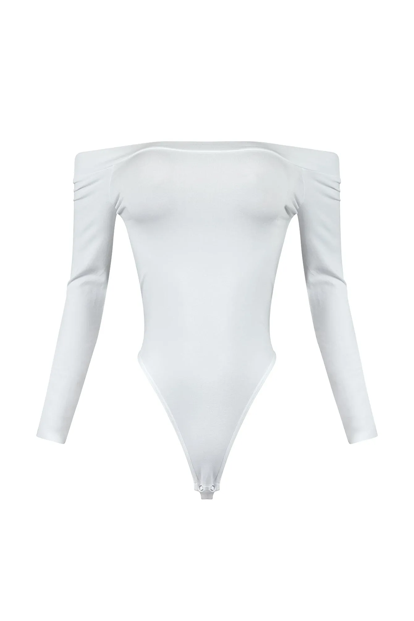 Katie Off Shoulder Long Sleeve Bodysuit Contrast Stitch Accent