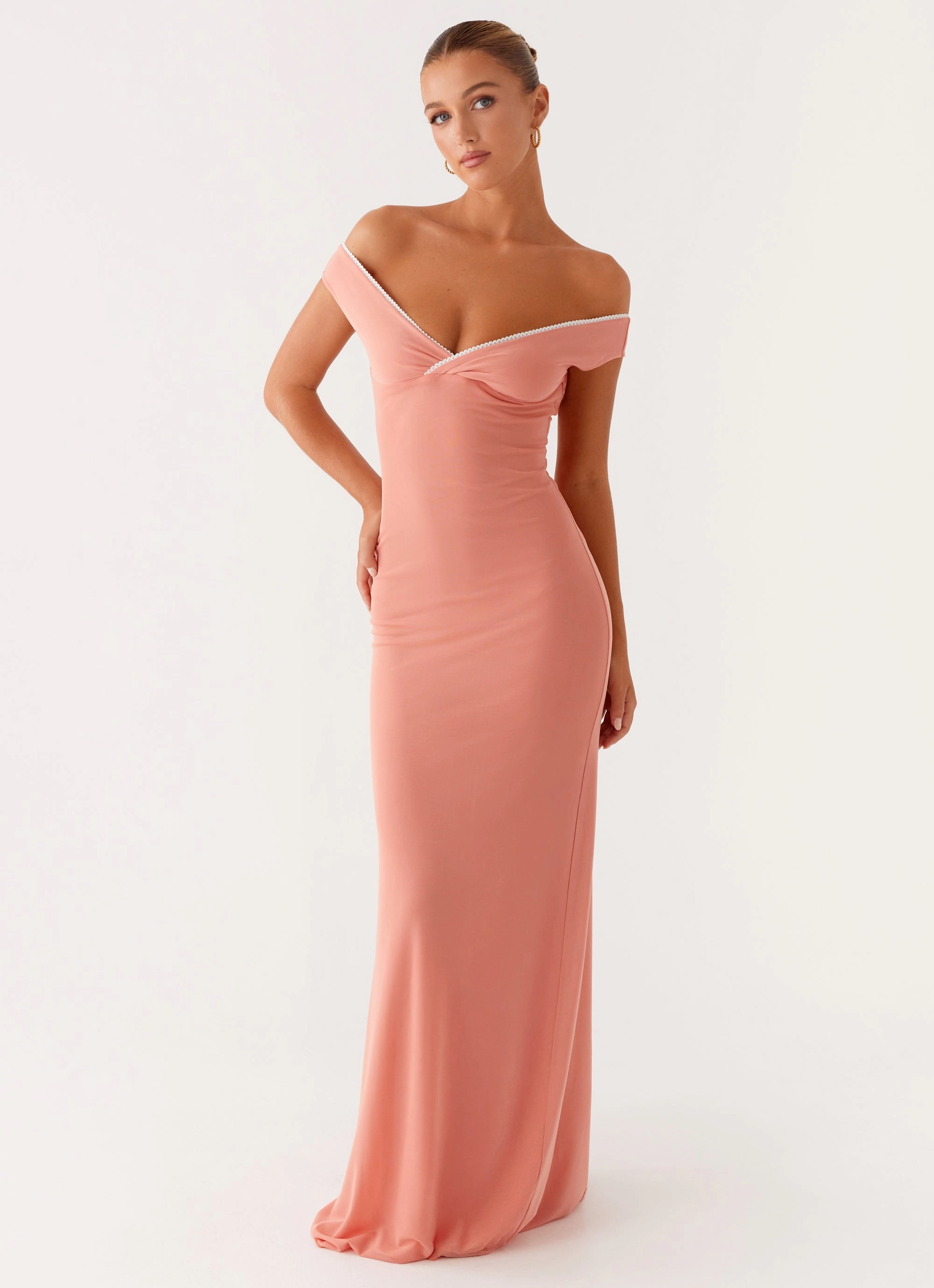 Katiya Maxi Dress - Peach Magnetic-Closure Lounge Feel