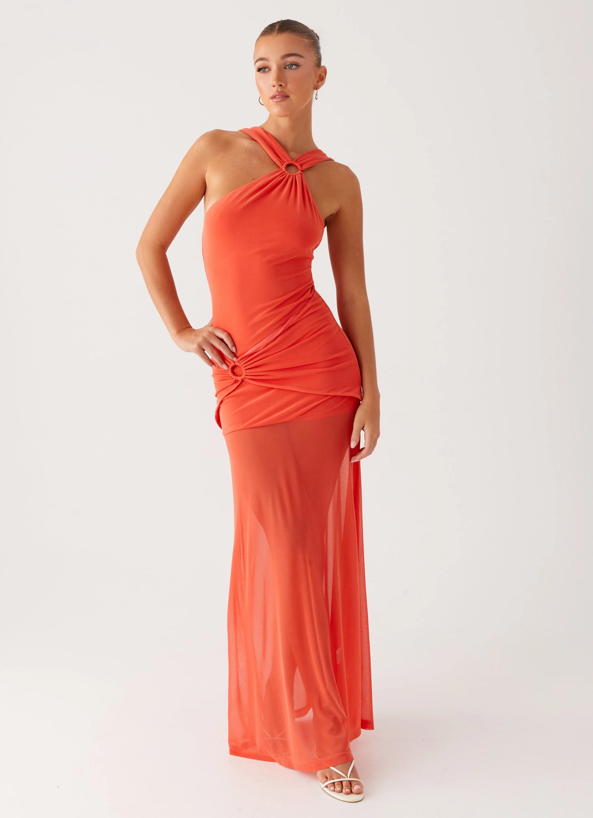 Square Neck Comfortable Touch Kavala Maxi Dress - Coral