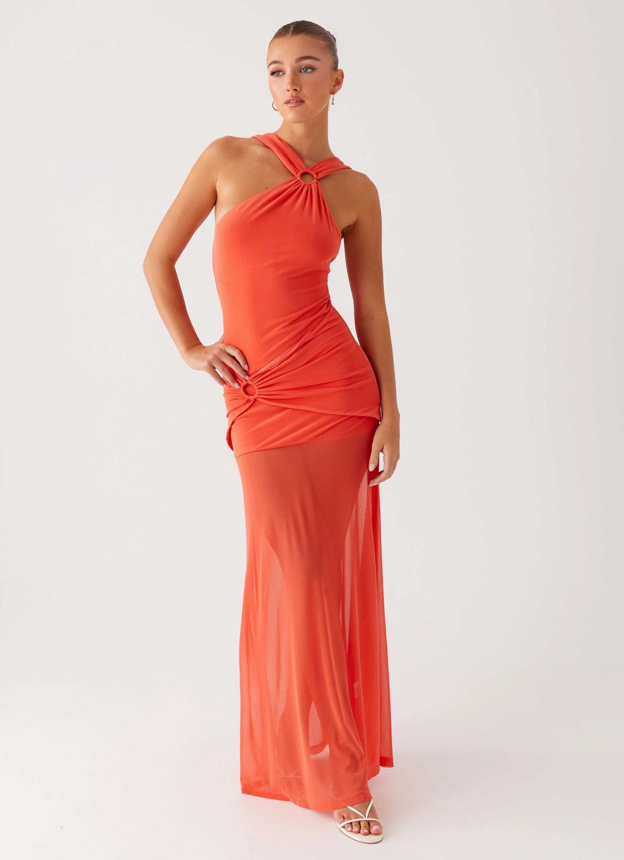 Kavala Maxi Dress - Coral Easy Fit Eco-Lining