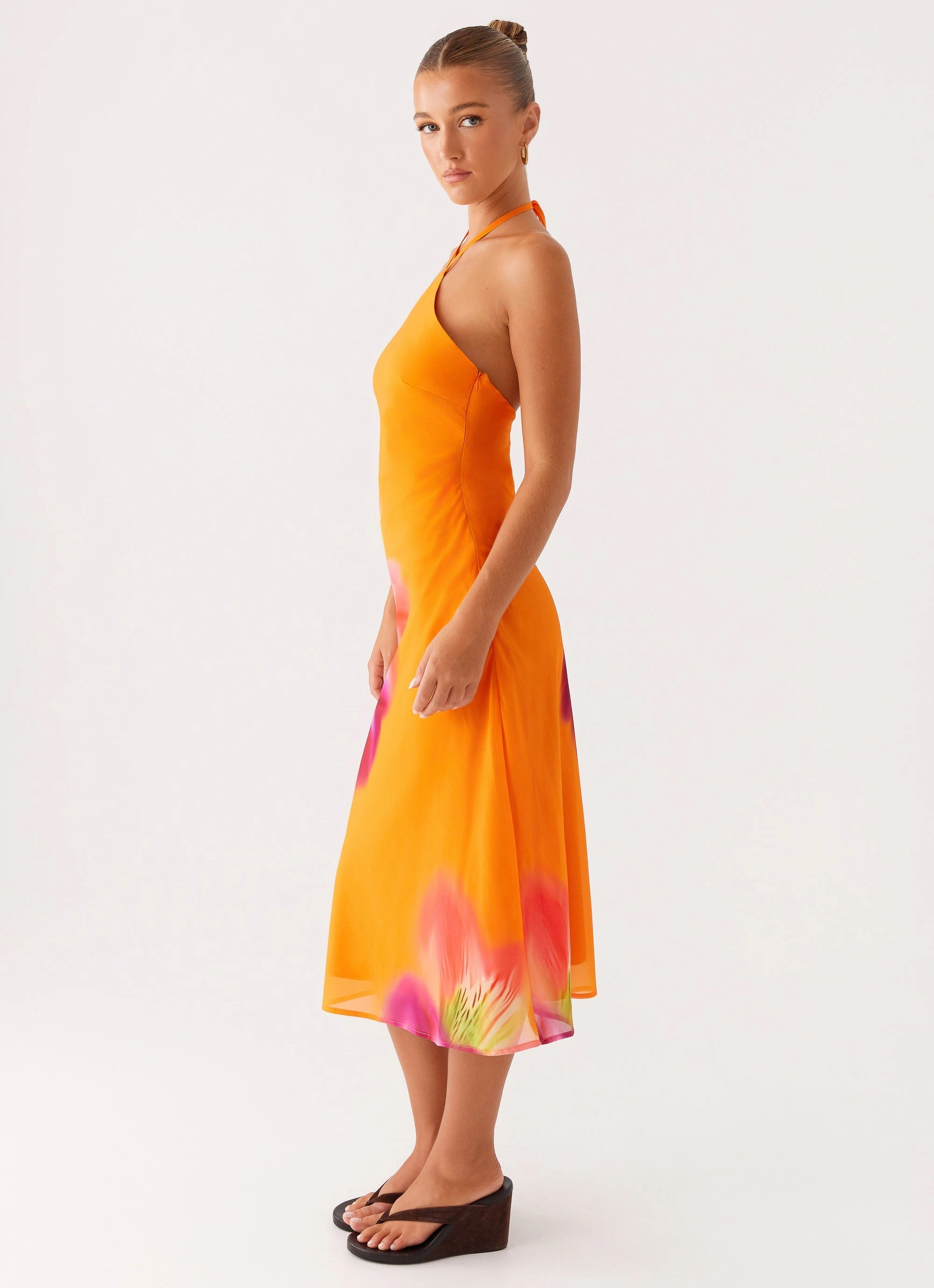 Casual Style Wear Kea Midi Dress - Orange Tropical