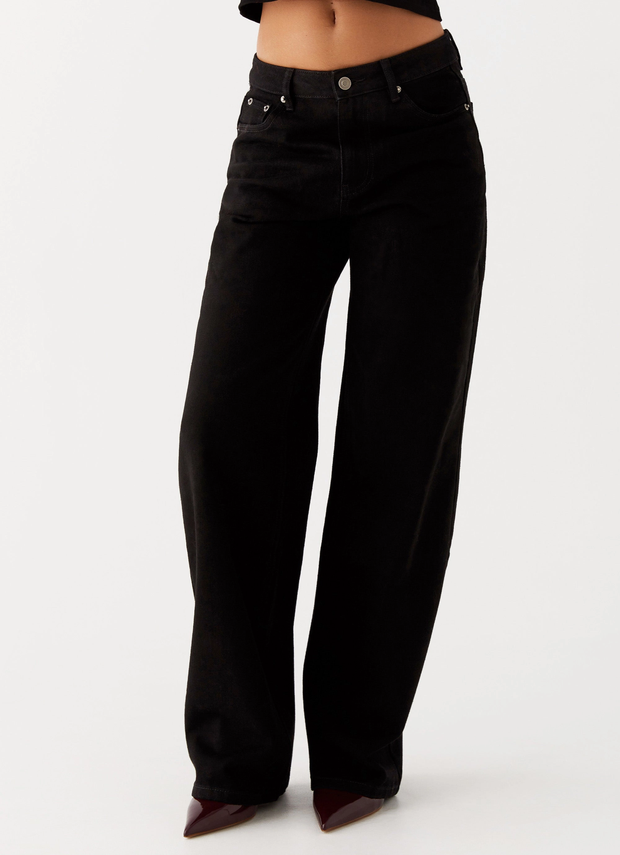 Keanna Low Rise Denim Jeans - Black Moisture Wicking Inner Layer