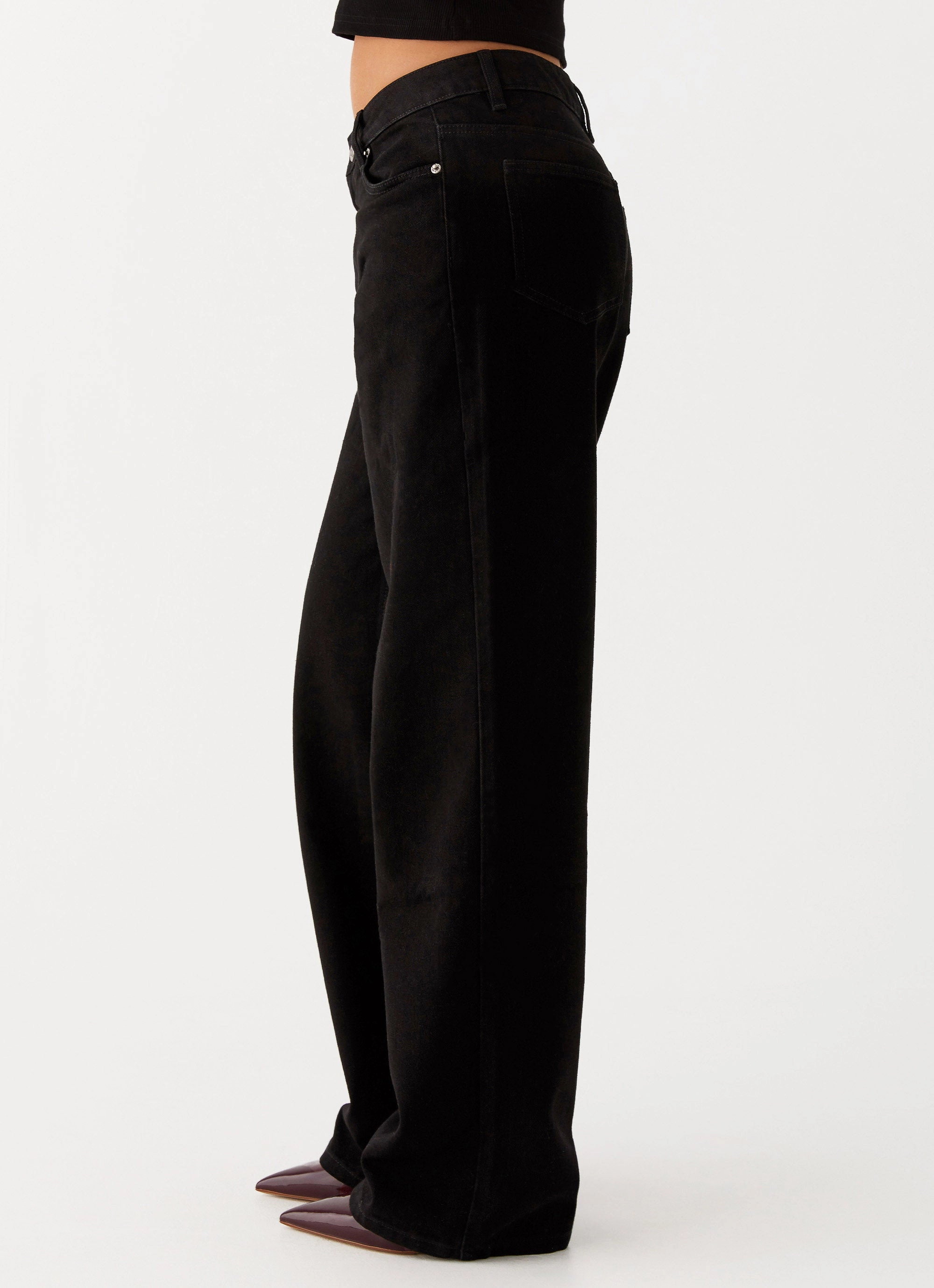 Low Bulk Design Keanna Low Rise Denim Jeans - Black