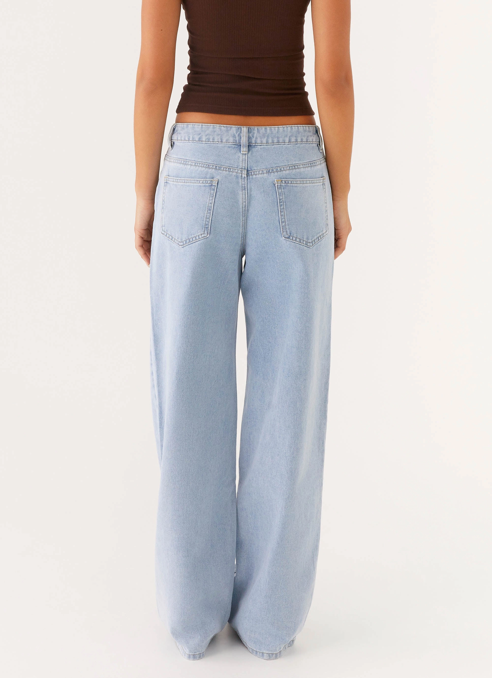 Laidback Style Keanna Low Rise Denim Jeans - Sky