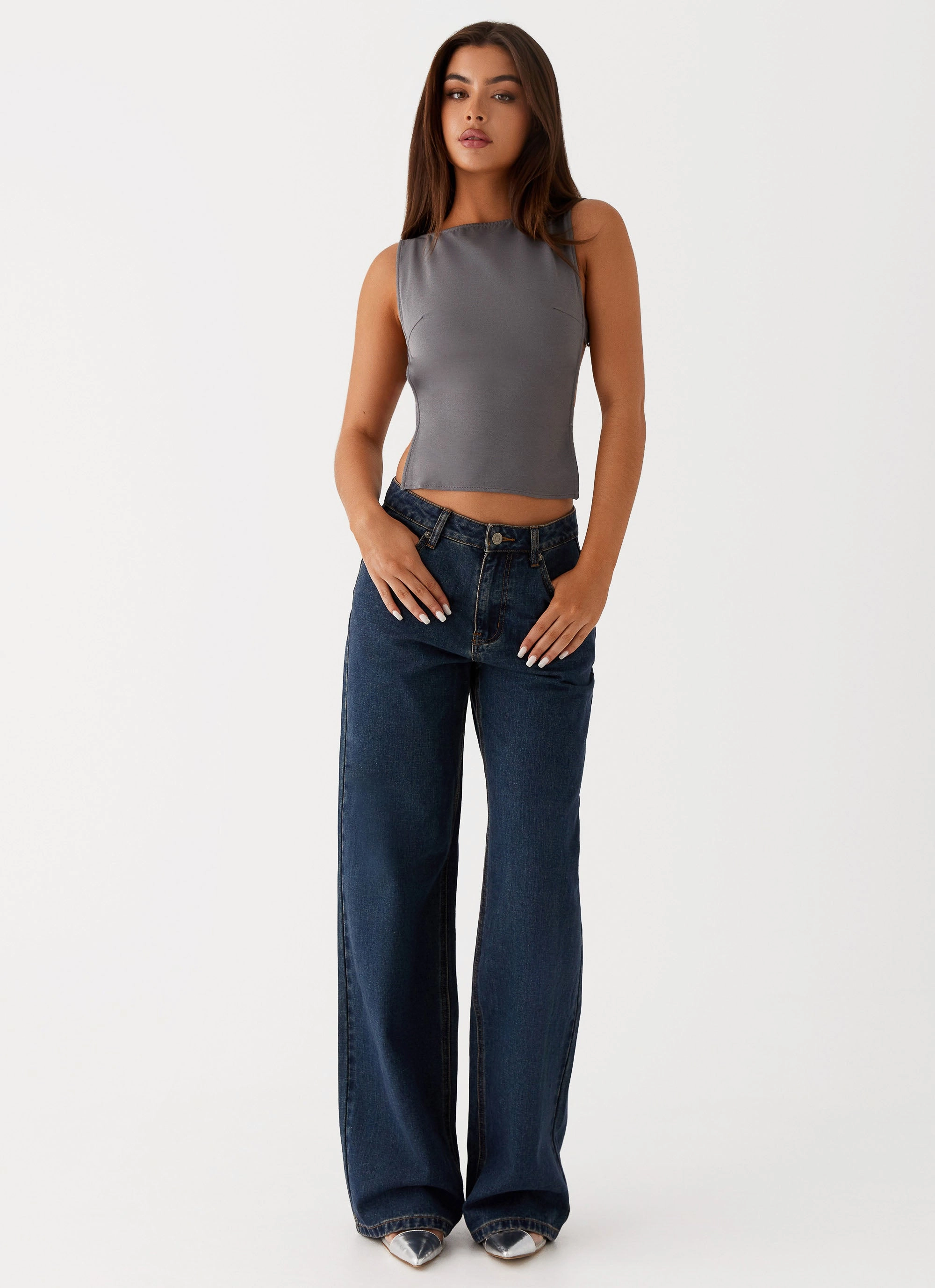 Keanna Low Rise Denim Jeans - Washed Denim Sunny Vibes Rainy Day Shopping Day Light Wear