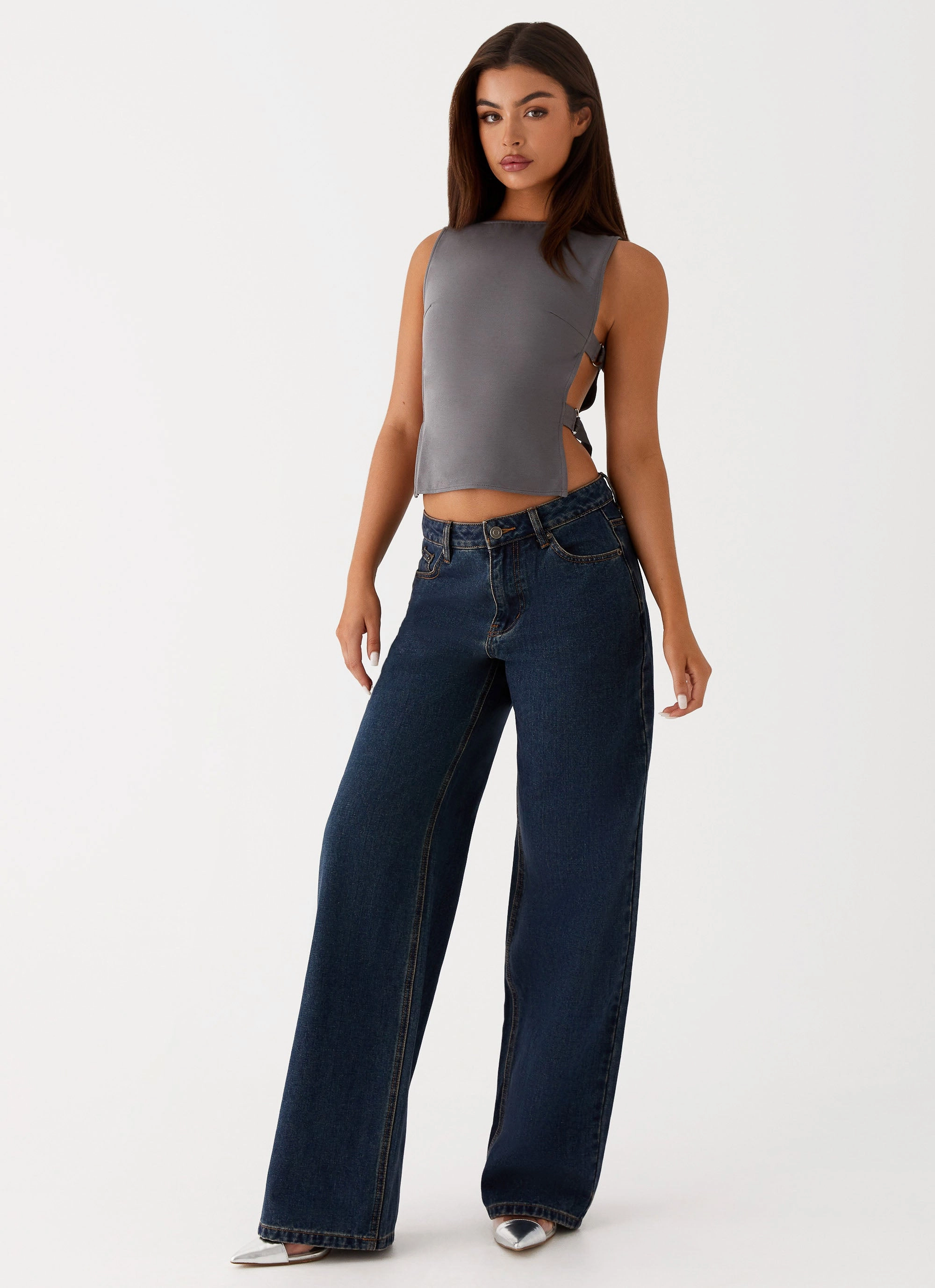 Keanna Low Rise Denim Jeans - Washed Denim Soft Touch