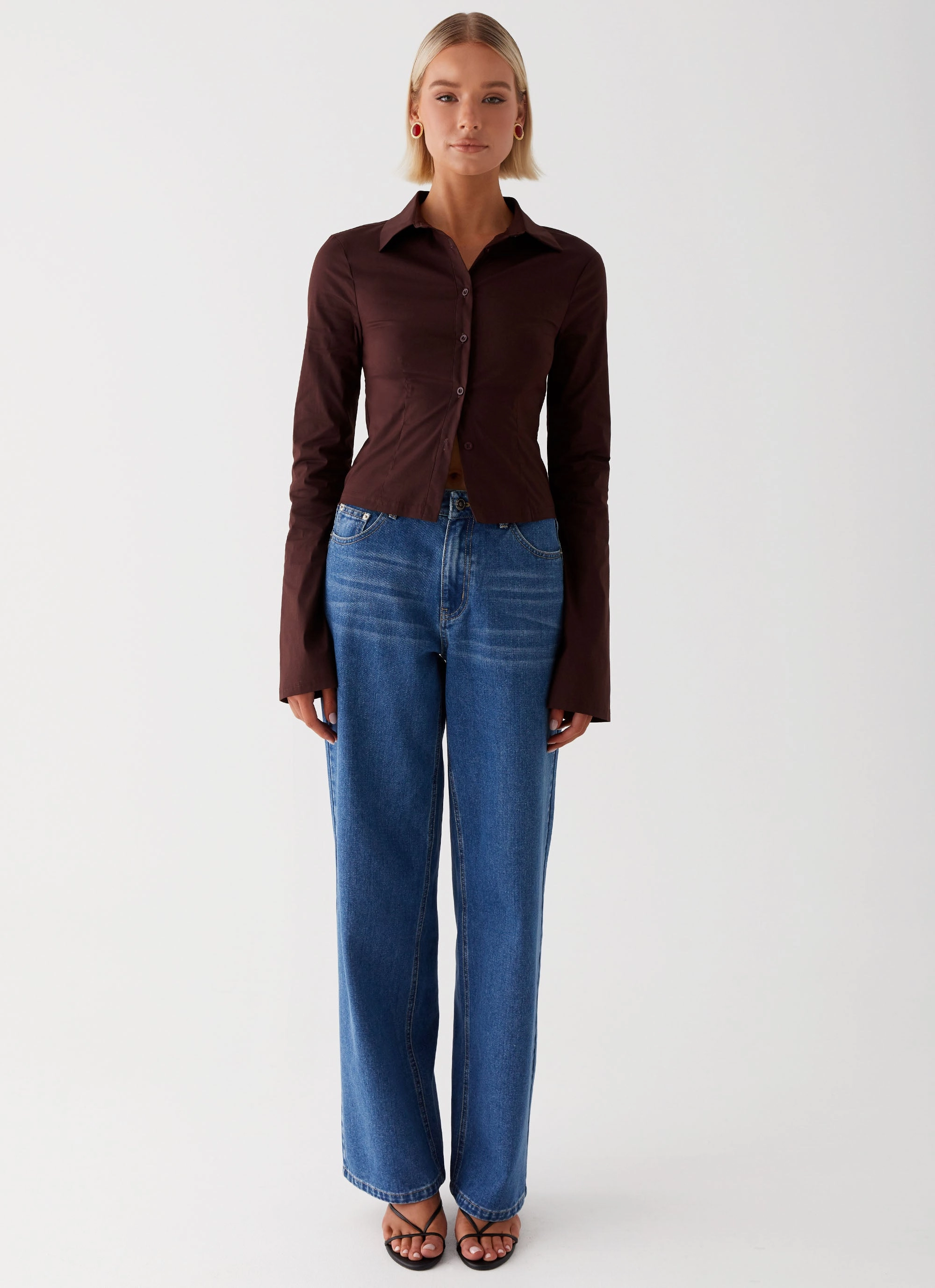 Keanna Low Rise Jeans - Indigo Relaxed Aesthetic Loose Textured Travel Outfit