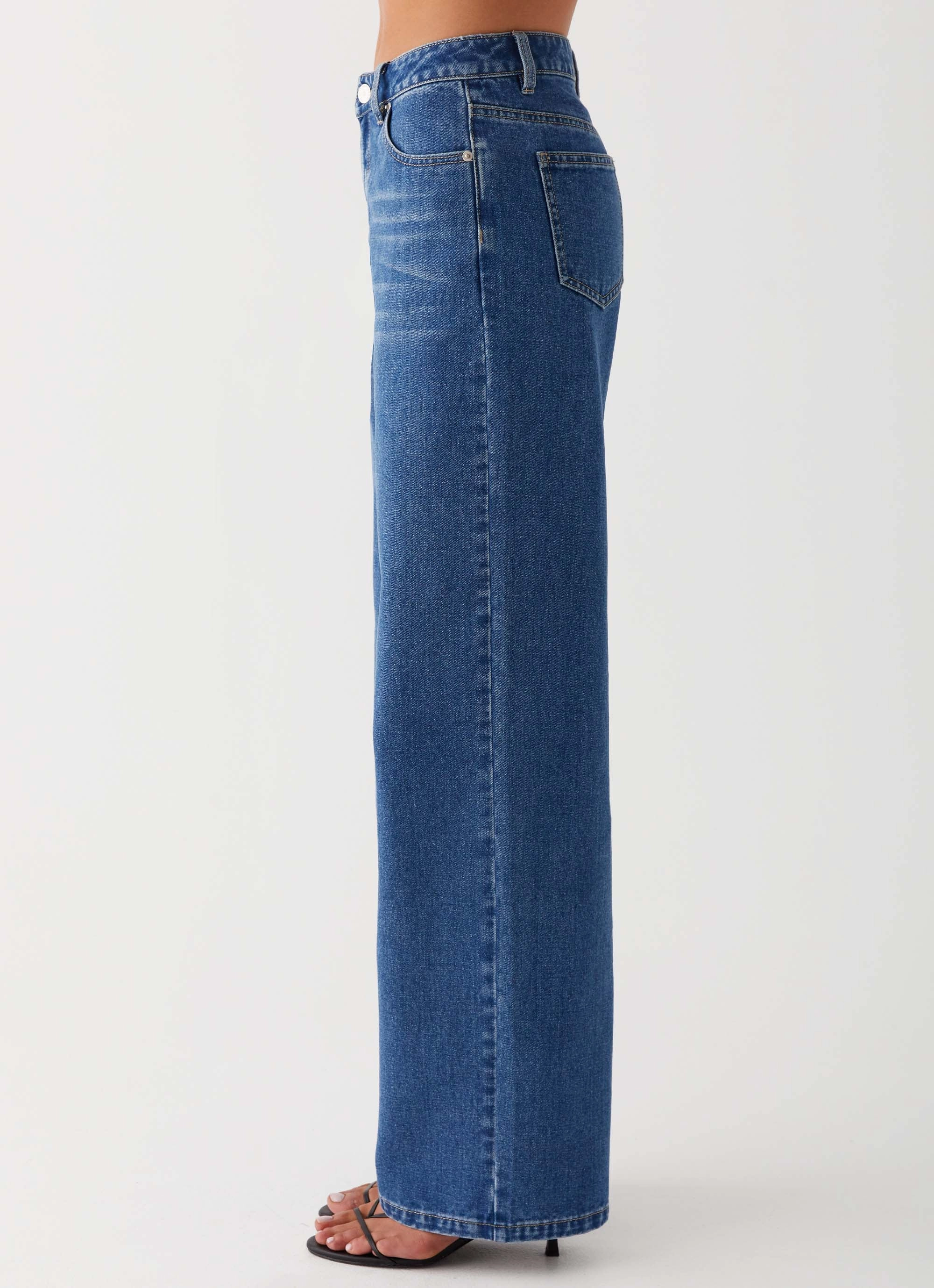 Keanna Low Rise Jeans - Indigo Flexible Waistband Construction Wrinkle Free Fabric Treatment