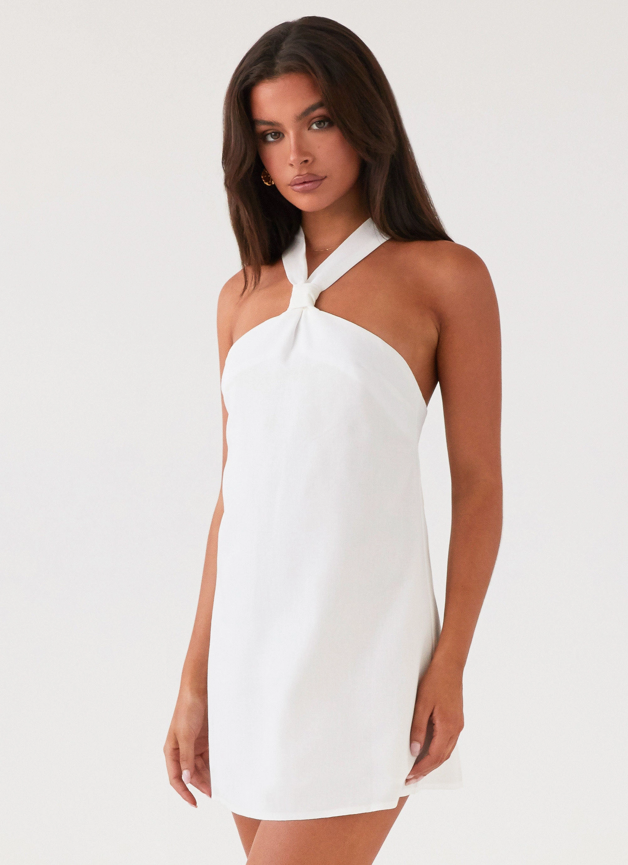Minimalist Chic Keira Linen Mini Dress - White