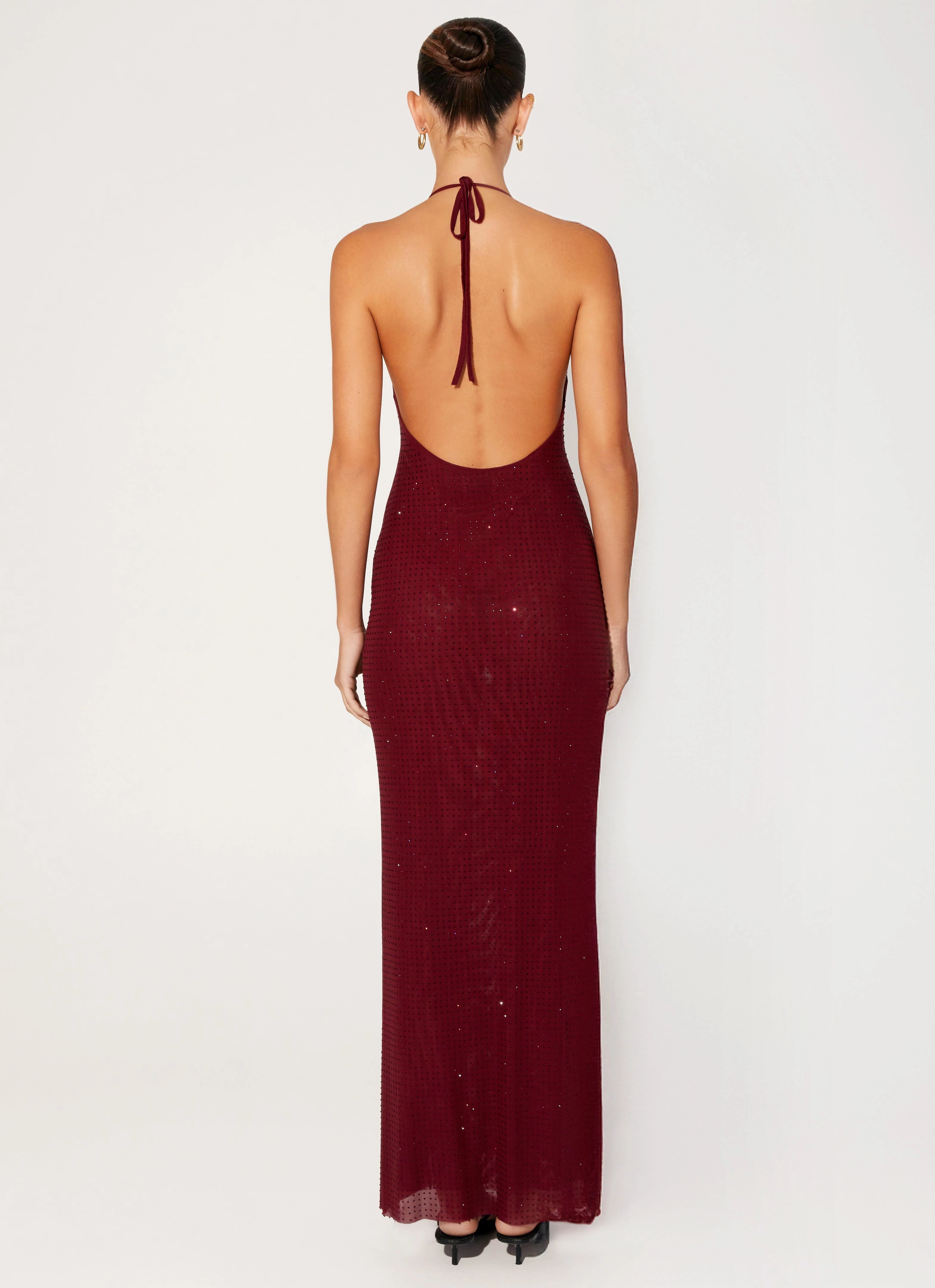 Dreamy Simplicity Lightweight Fit Keliese Beaded Maxi Dress - Burgundy