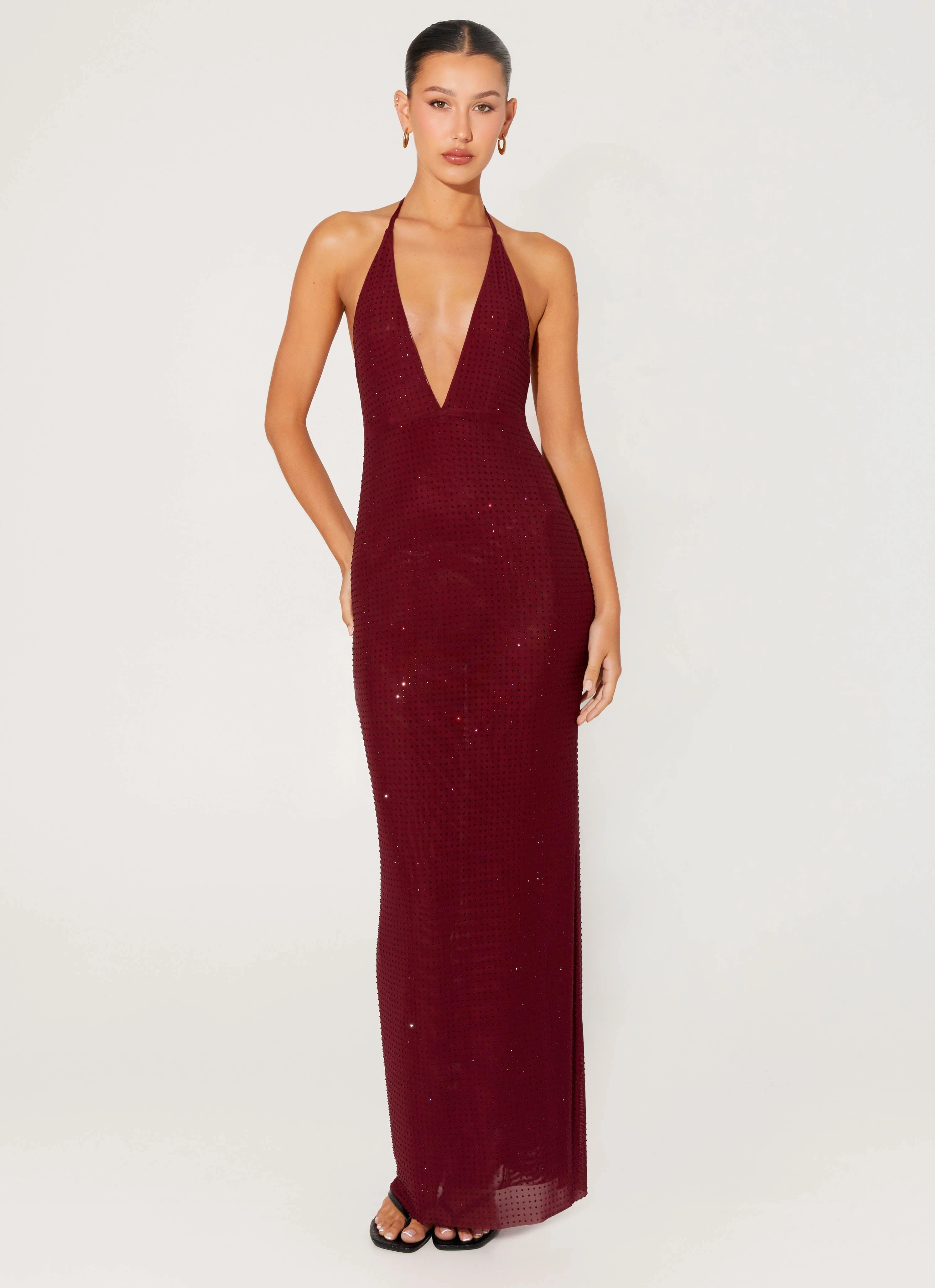 Keliese Beaded Maxi Dress - Burgundy Bright-Hue