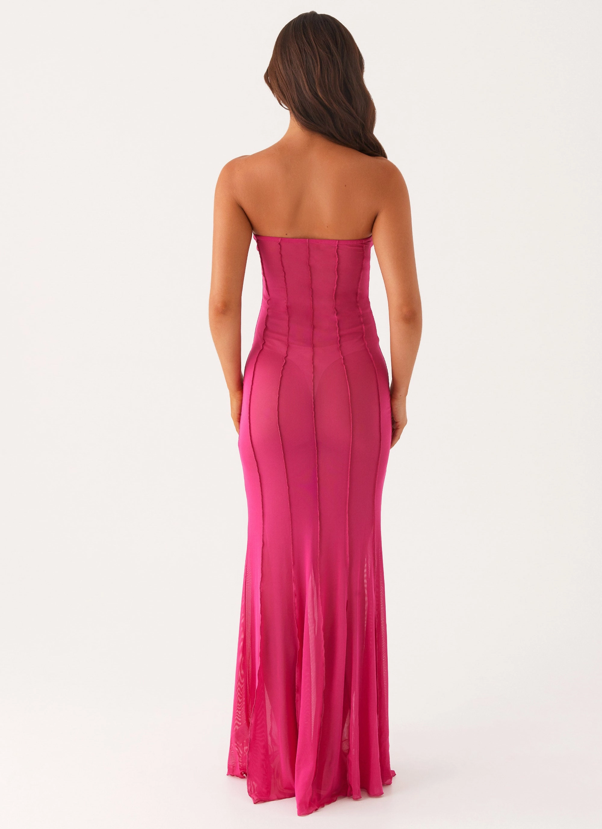 Kennedy Maxi Dress - Fuchsia Lace Detail Sleek and Simple