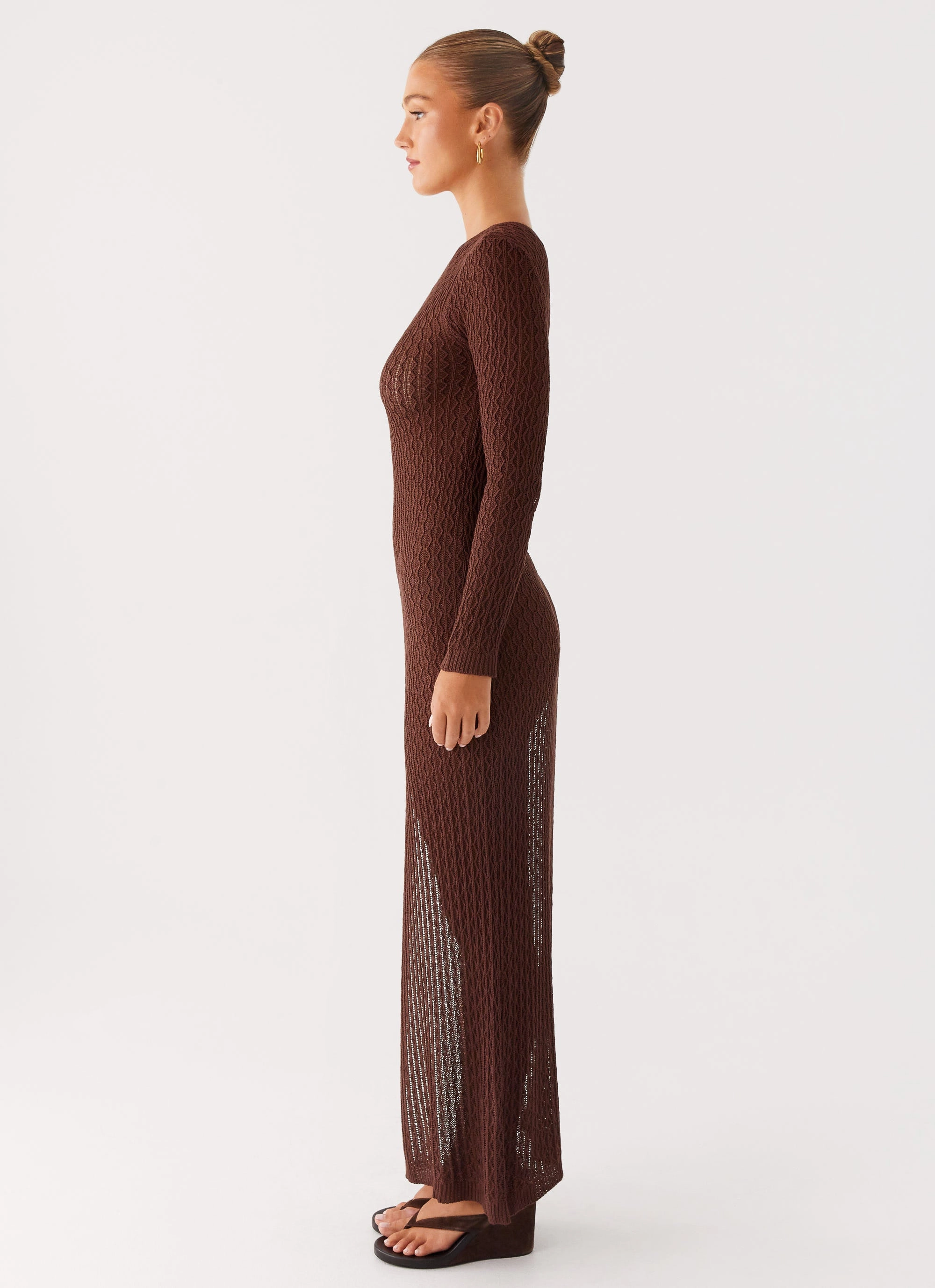 Kerri Knit Maxi Dress - Dark Chocolate Minimal Fit Smooth Look