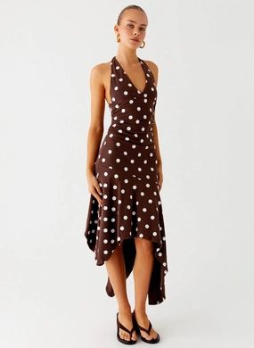 Stylish Appearance Keylani Halter Midi Dress - Chocolate