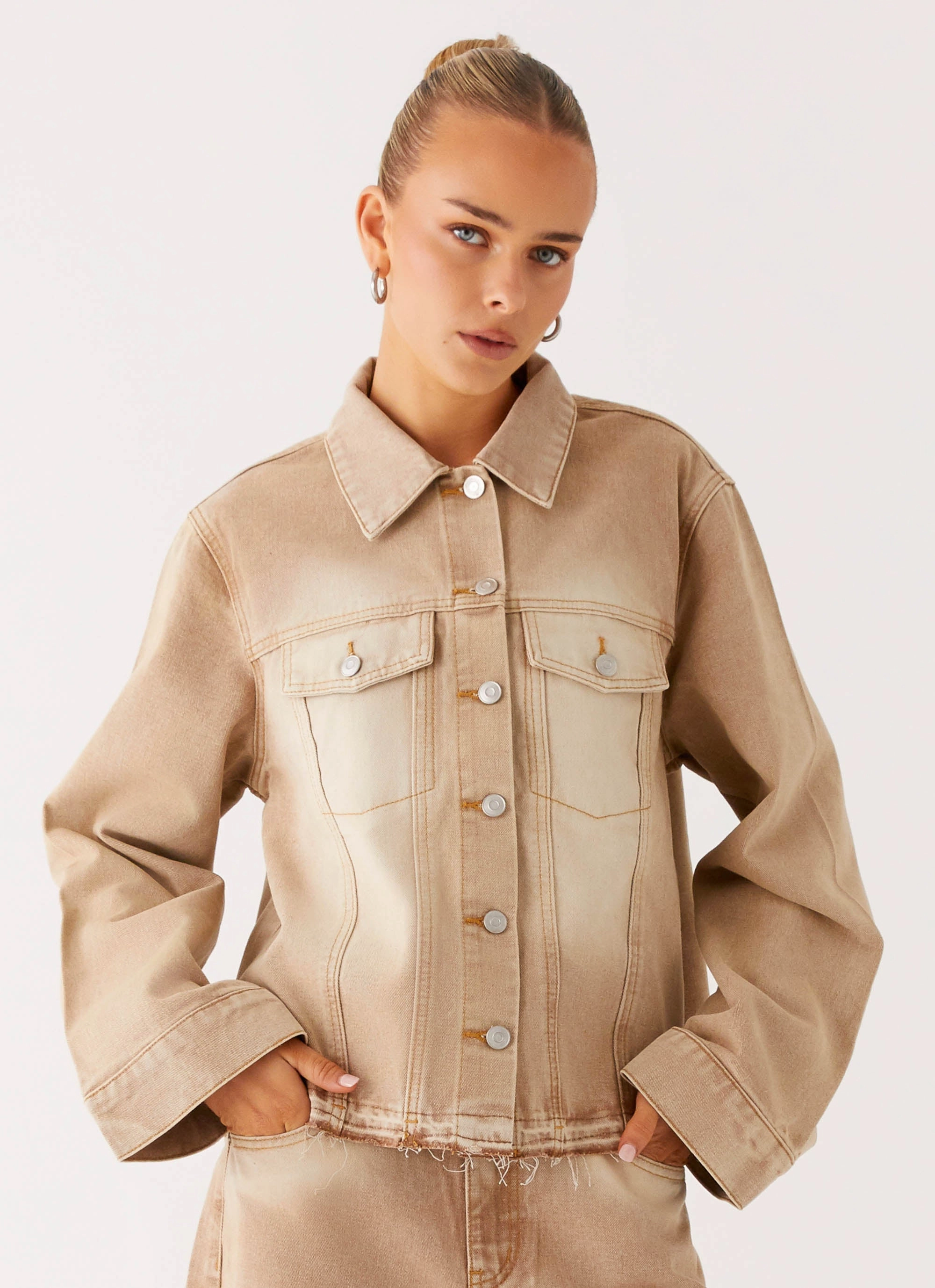 Khalil Denim Jacket - Tan Collaborate Formal Event