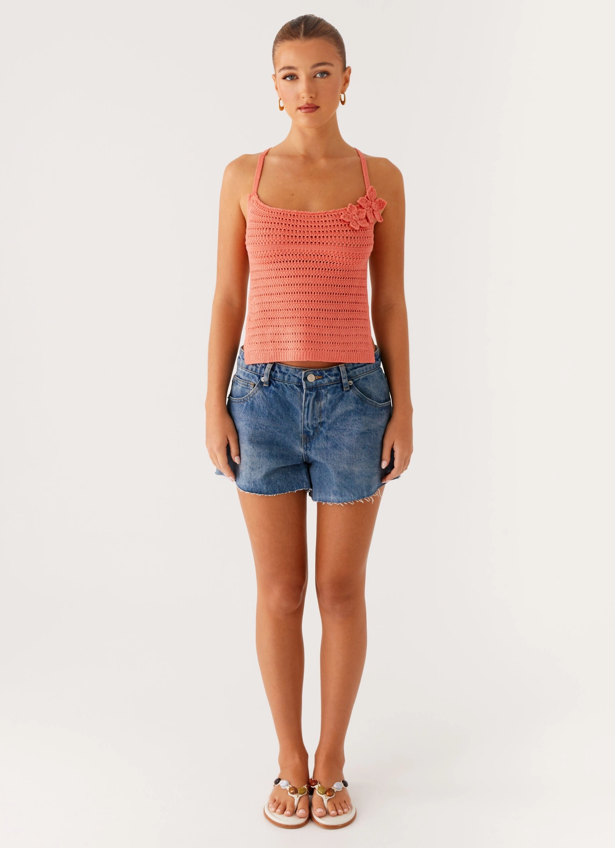 SleevelessOption Kia Cross Back Top - Coral