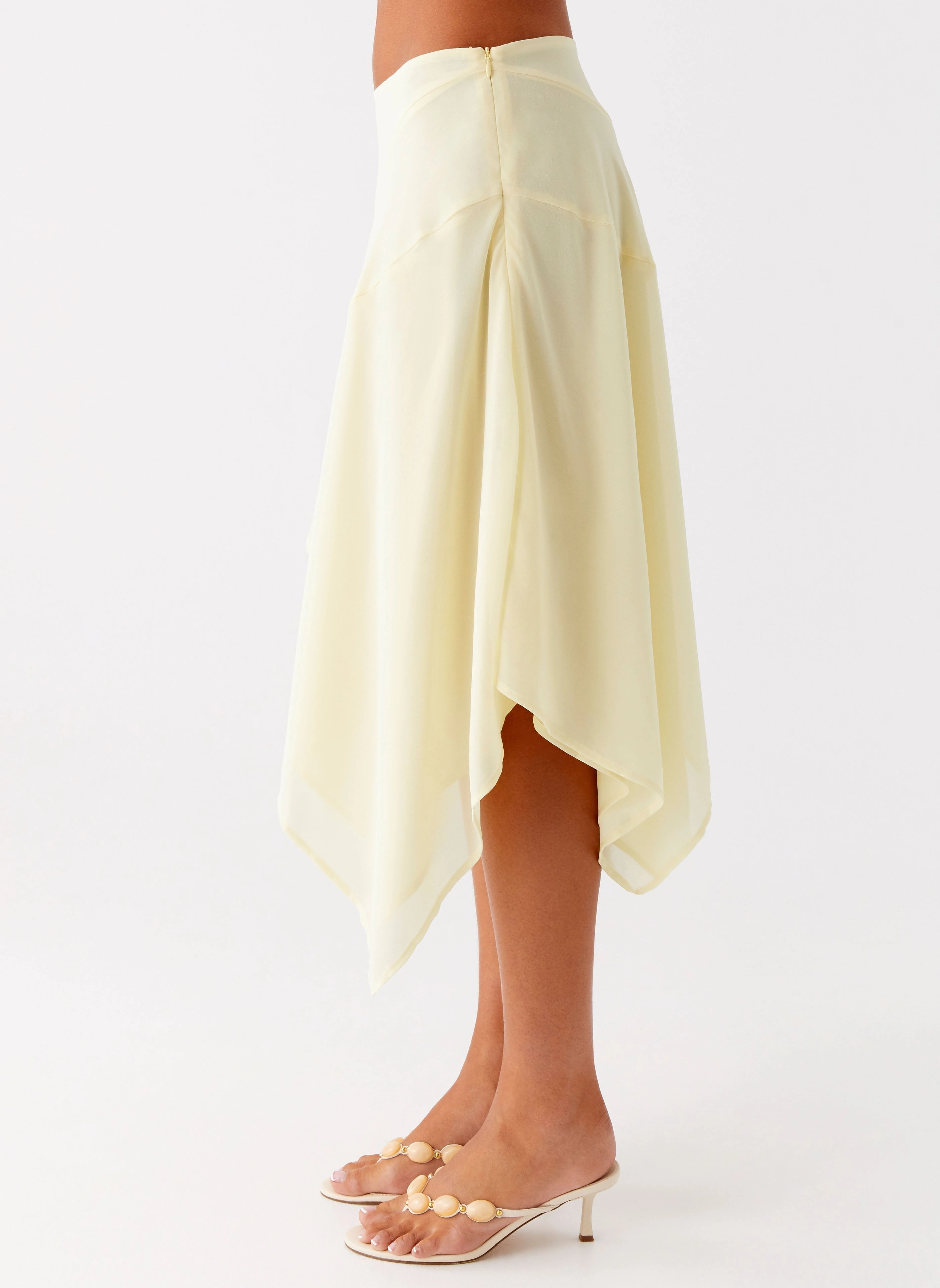 Kia Low Rise Asymmetrical Midi Skirt - Yellow Easy Layers