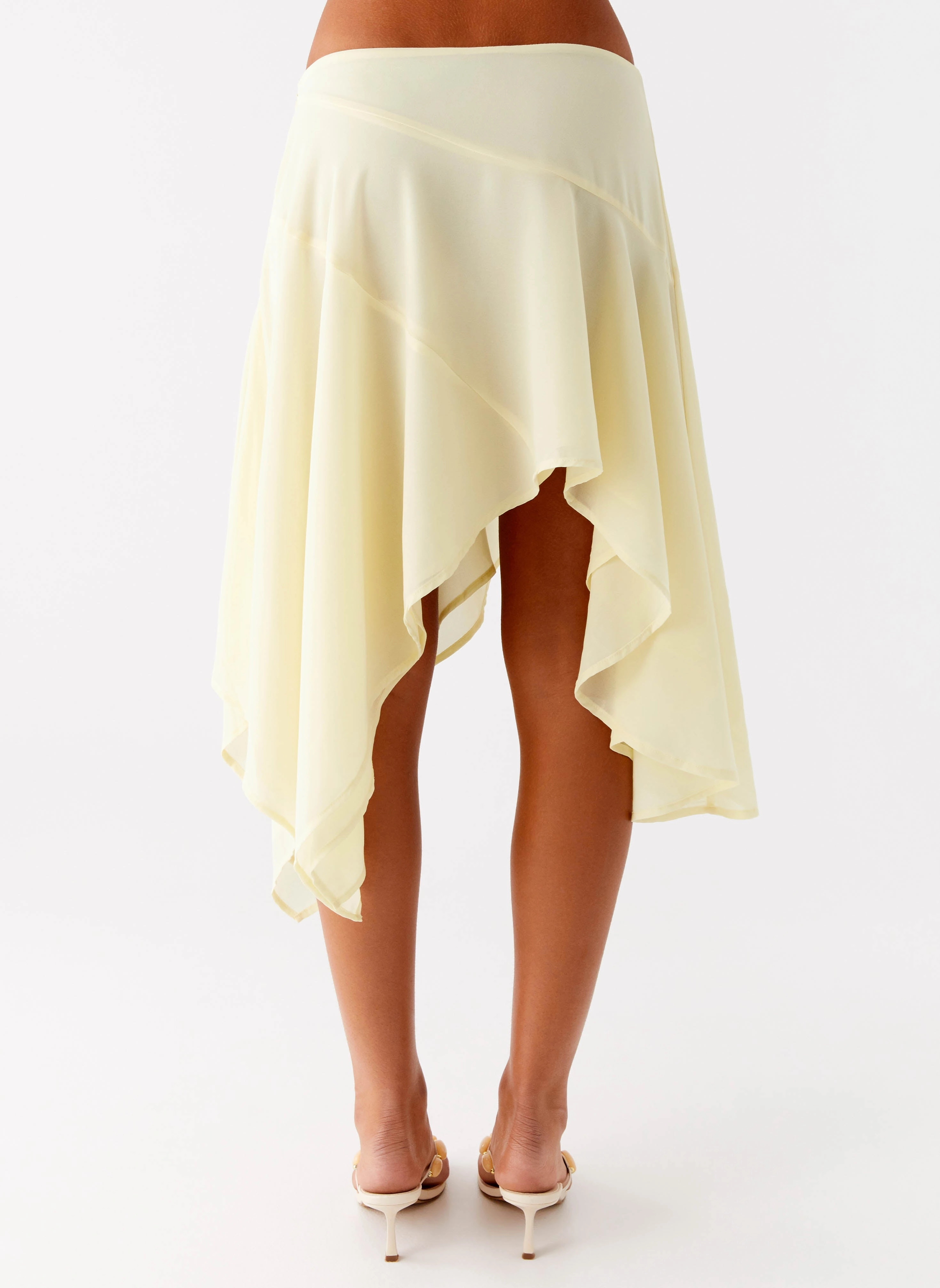 Kia Low Rise Asymmetrical Midi Skirt - Yellow All Day Comfort Wrinkle-Resistant