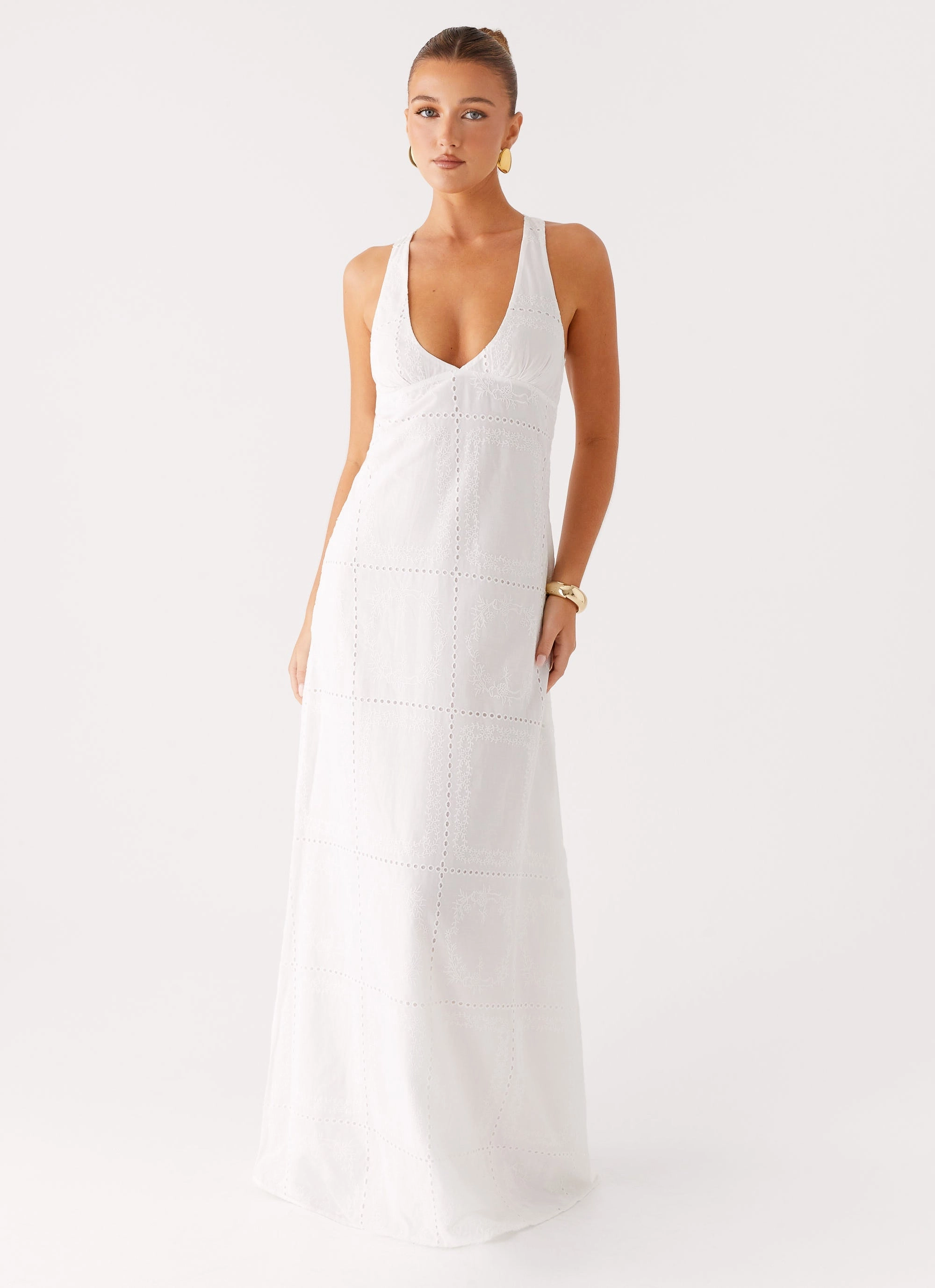 Kiana Halter Maxi Dress - White Saturated Hue
