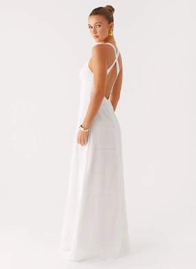 Elegant Layers Kiana Halter Maxi Dress - White