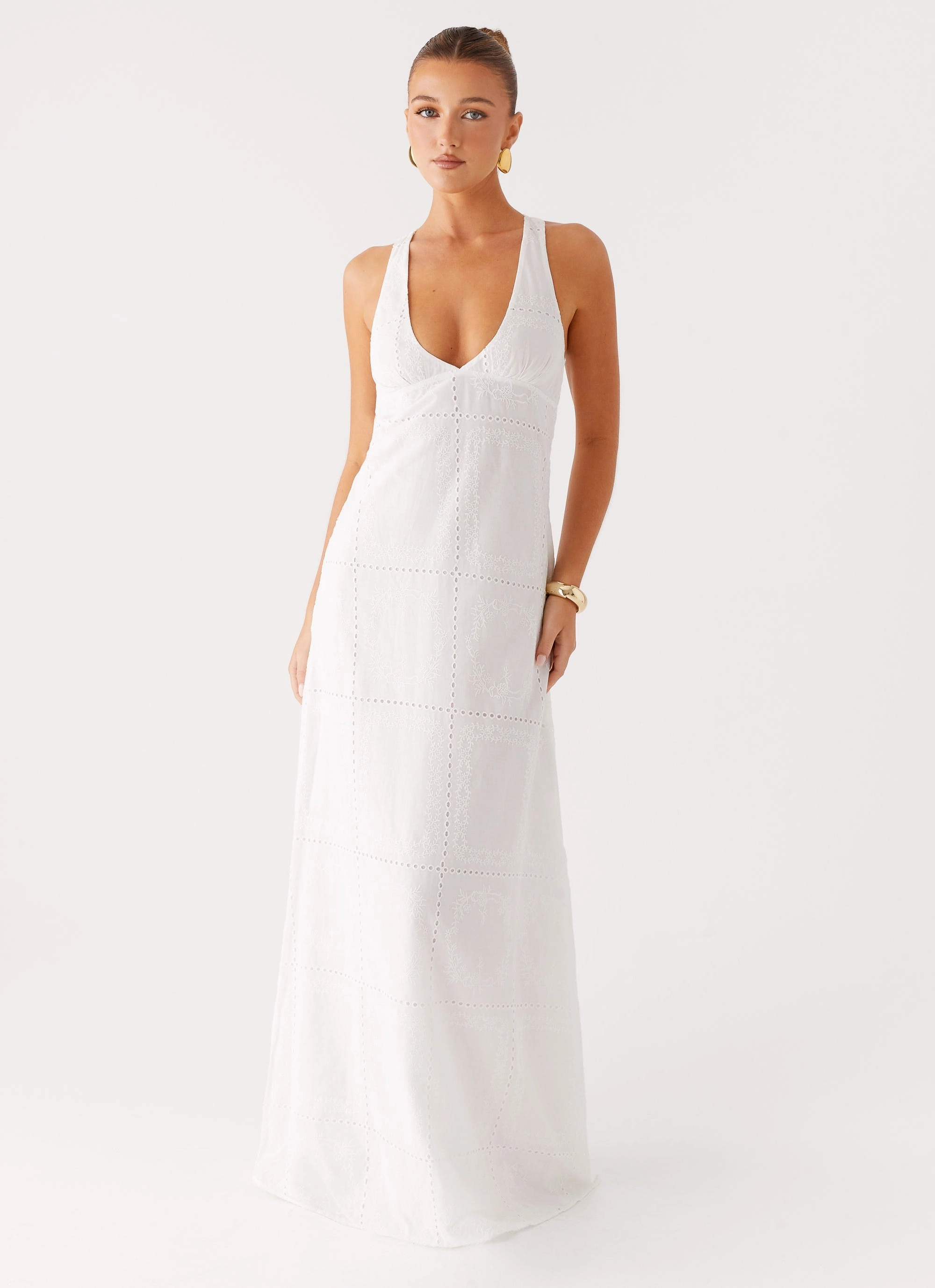 Kiana Halter Maxi Dress - White Fresh Energy Water-resistant