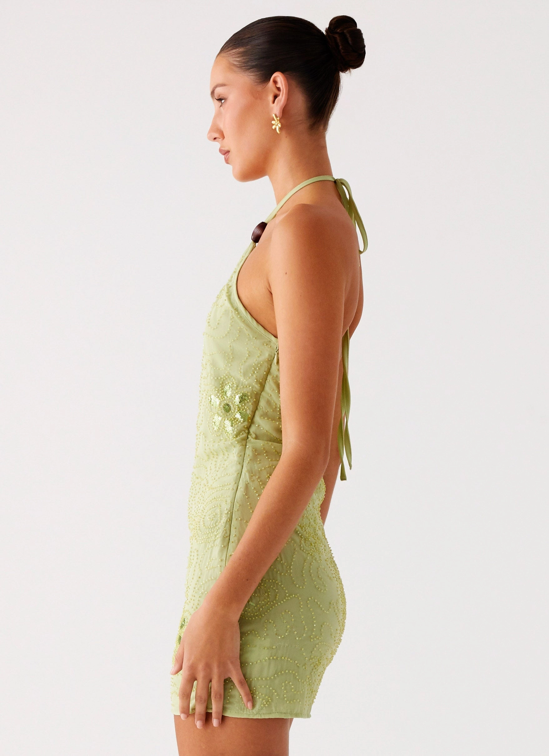 Match Quick Kiara Beaded Mini Dress - Mint