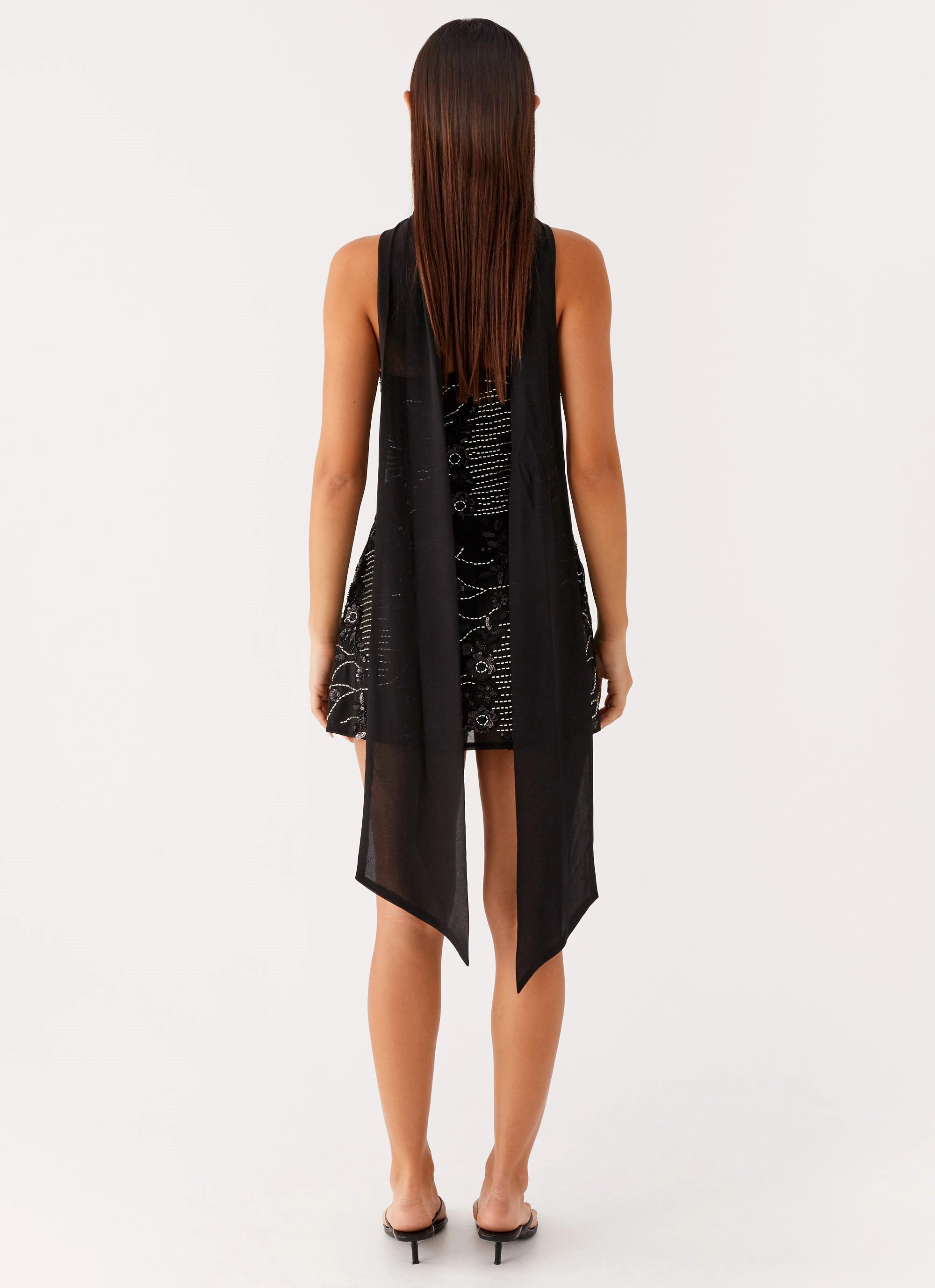 Office Ease Modern Chic Kiesha Strapless Scarf Mini Dress - Black
