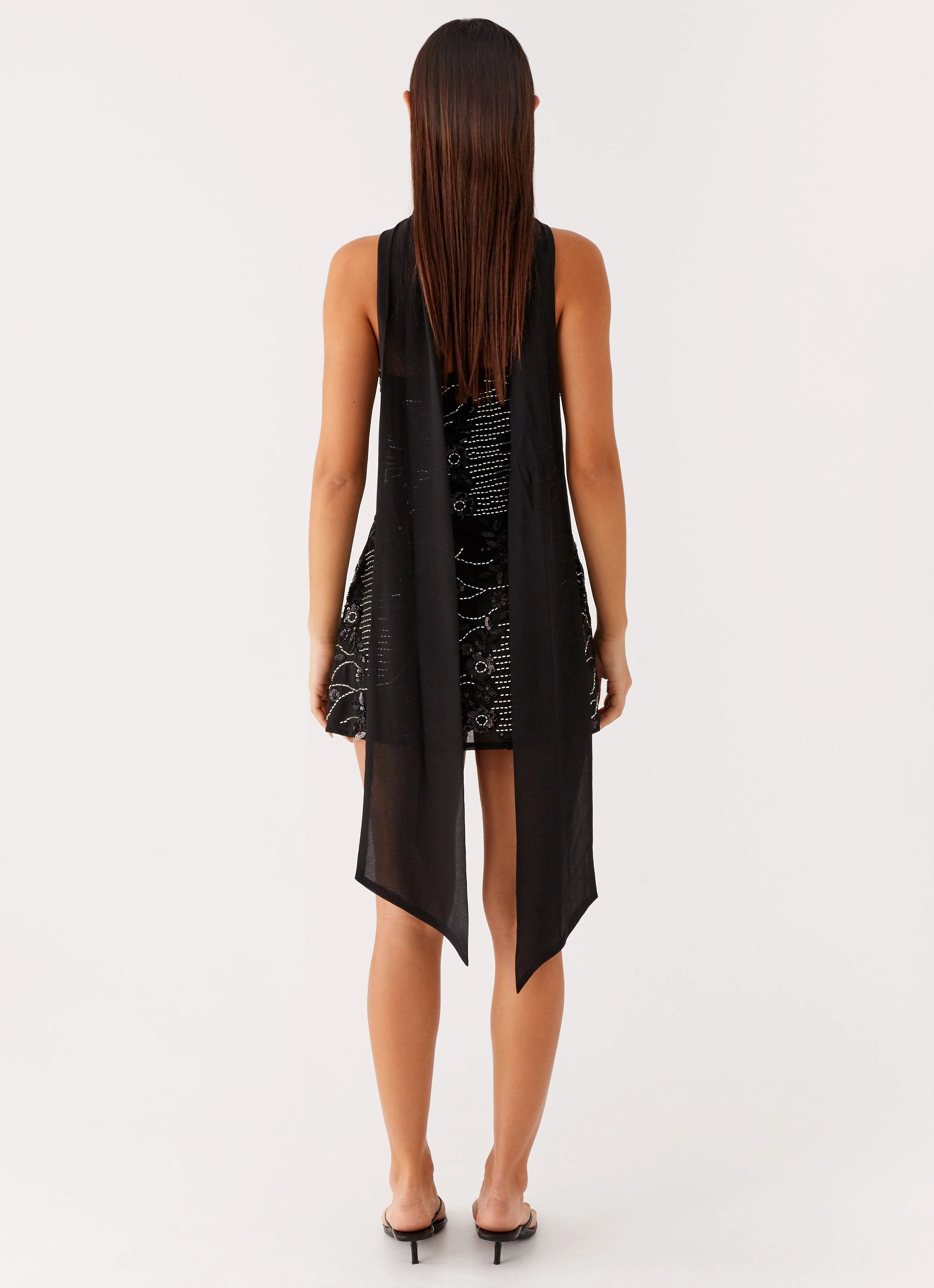 Kiesha Strapless Scarf Mini Dress - Black Seamless Design OdorResistantTreatment