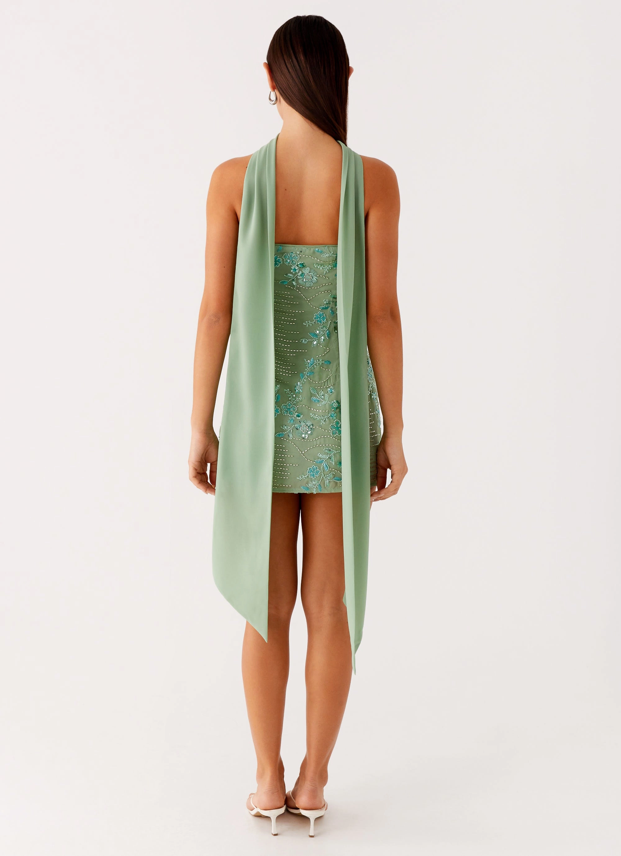 Lifestyle Look Seasonal Drop Kiesha Strapless Scarf Mini Dress - Mint