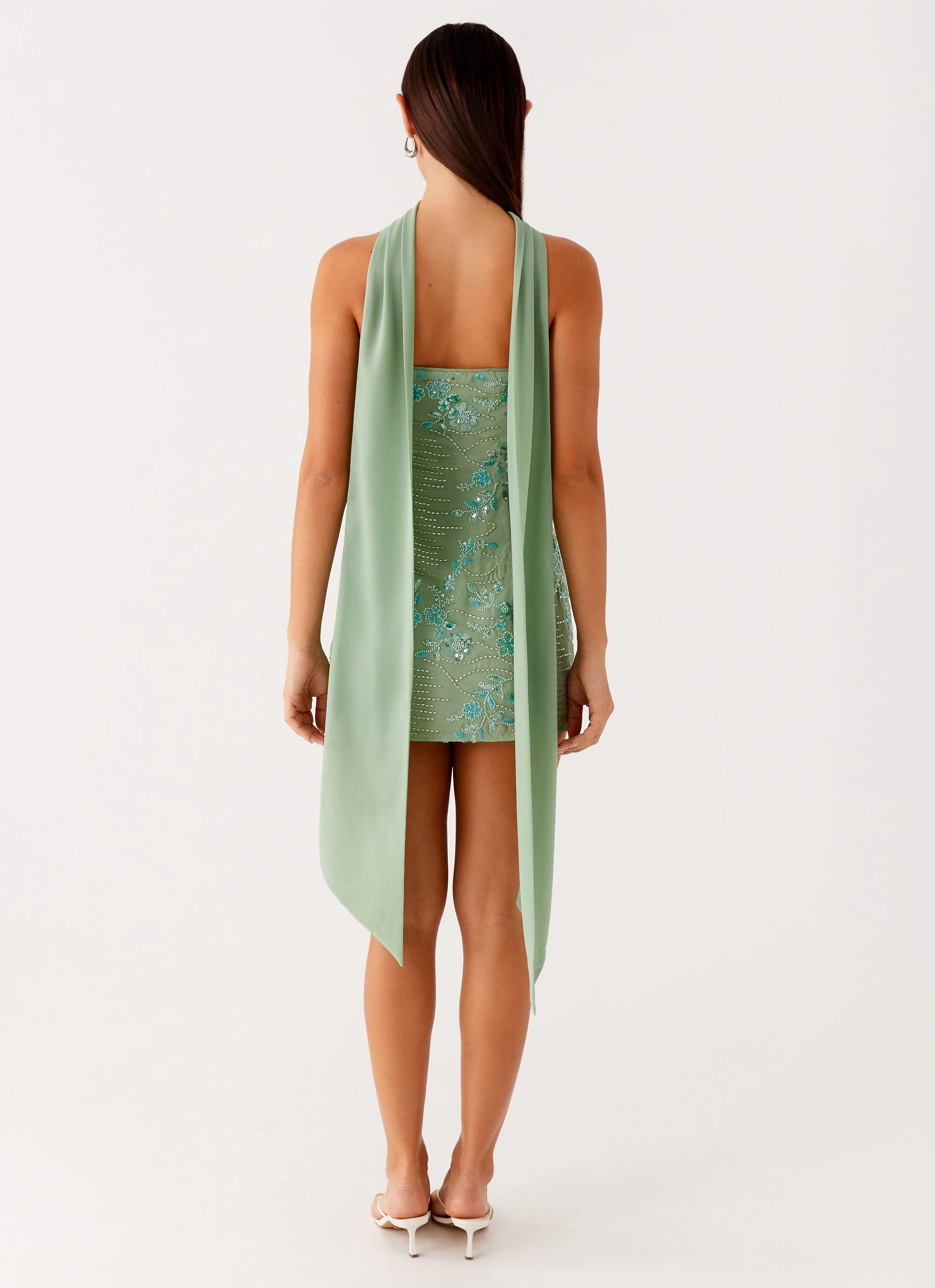 Comfy Detail Balanced Mood Kiesha Strapless Scarf Mini Dress - Mint