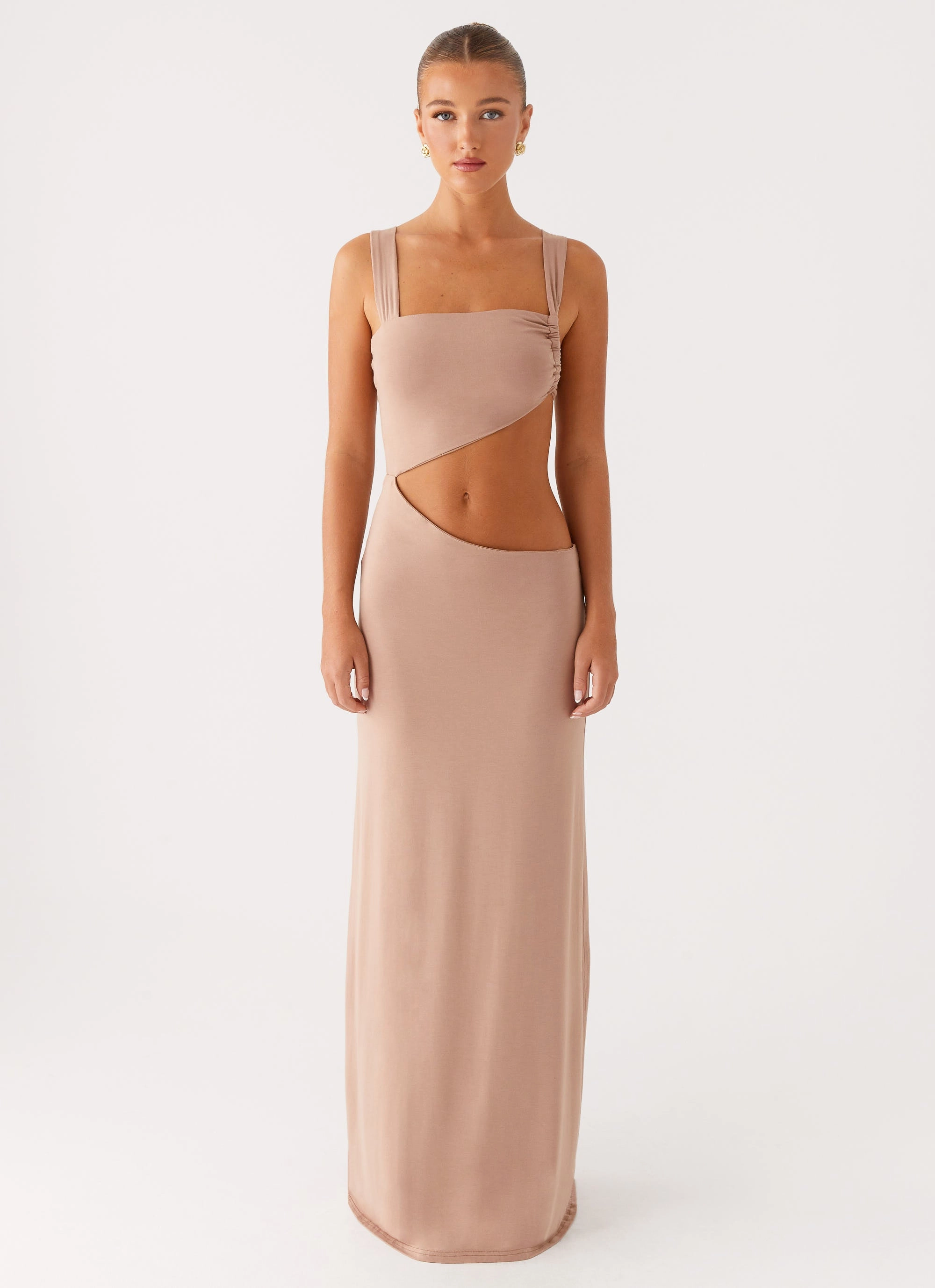 Silky texture Modern and Stylish Kika Maxi Dress - Beige