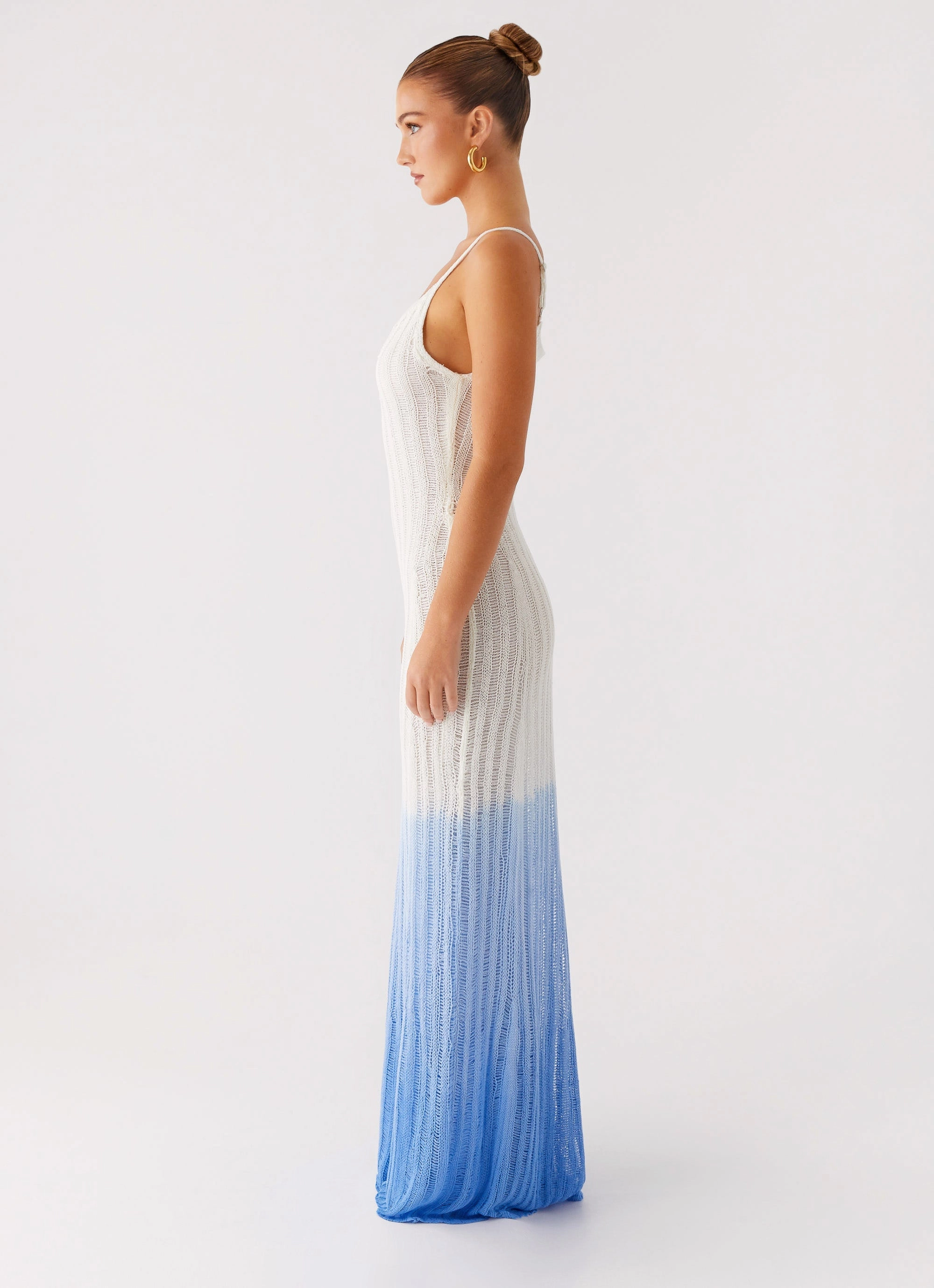 Loose Fit Chilly Weather Layer Kiki Maxi Dress - Ombre Blue