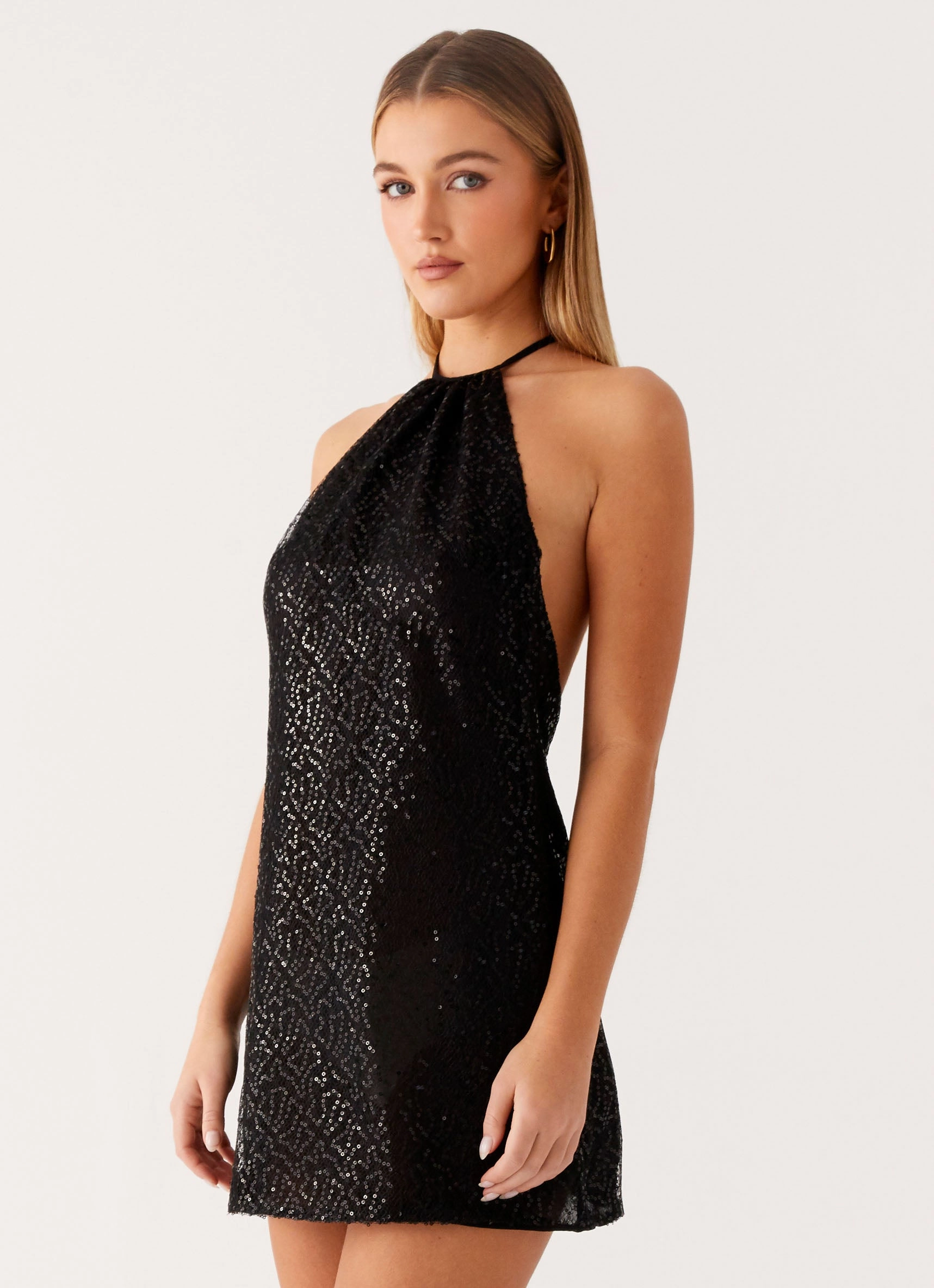 Kingdom Sequin Mini Dress - Black Perfect for Travel Waist Seam