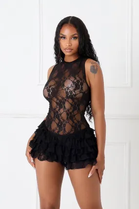 Flexible Fit Kissloop Lace Halter Mini Dress
