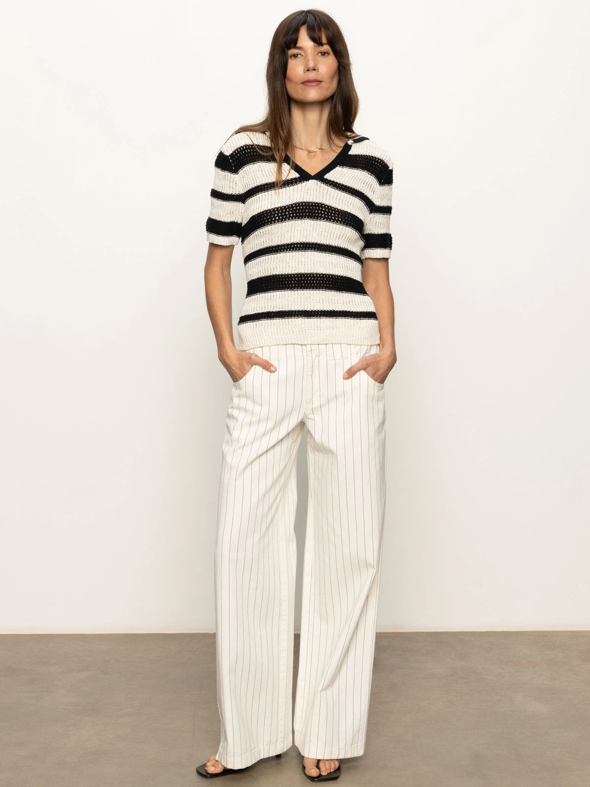 Knitted Collared Top Black Chalk Active Look WaffleWeave