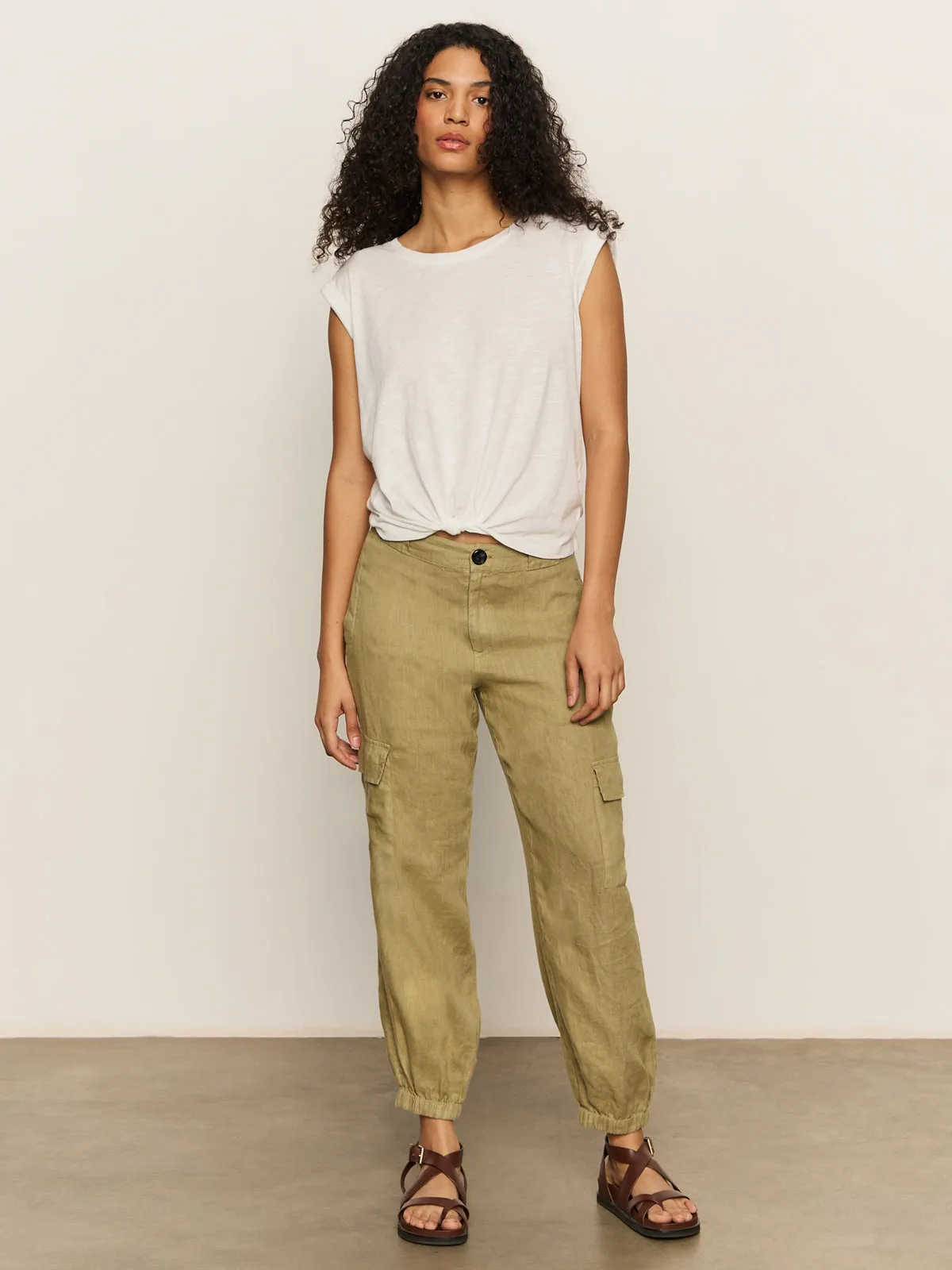 Knotted Muscle Tee White Basic Tee Adjustable drawstring