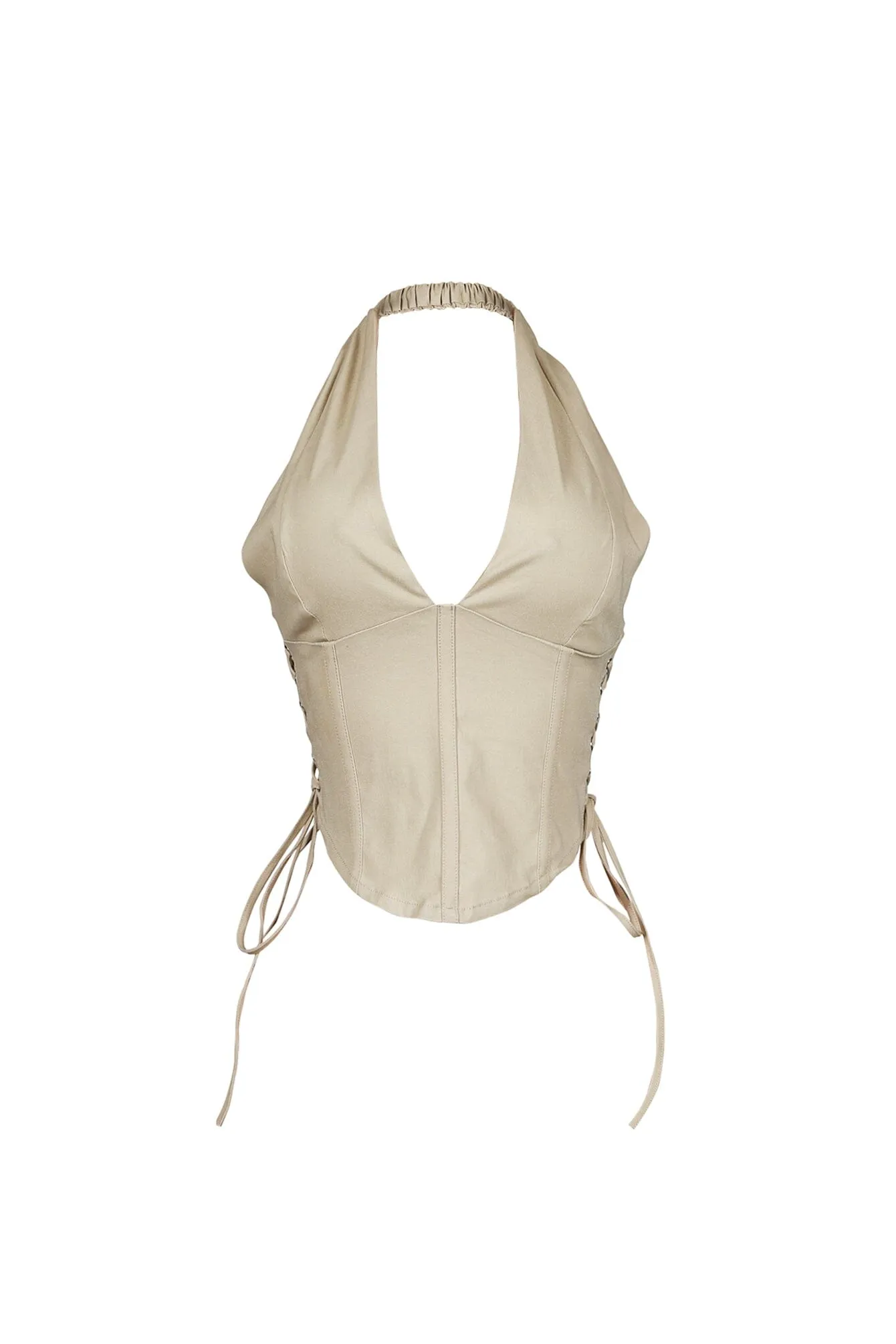 MoistureControl High Neckline Structure WrinkleResistantCloth Kona Poplin Corset Halter Top