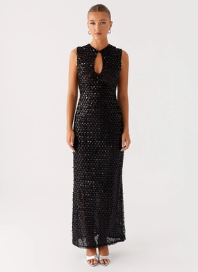 Kore Sequin Maxi Dress - Black Edgy Layers Perfectly Tailored