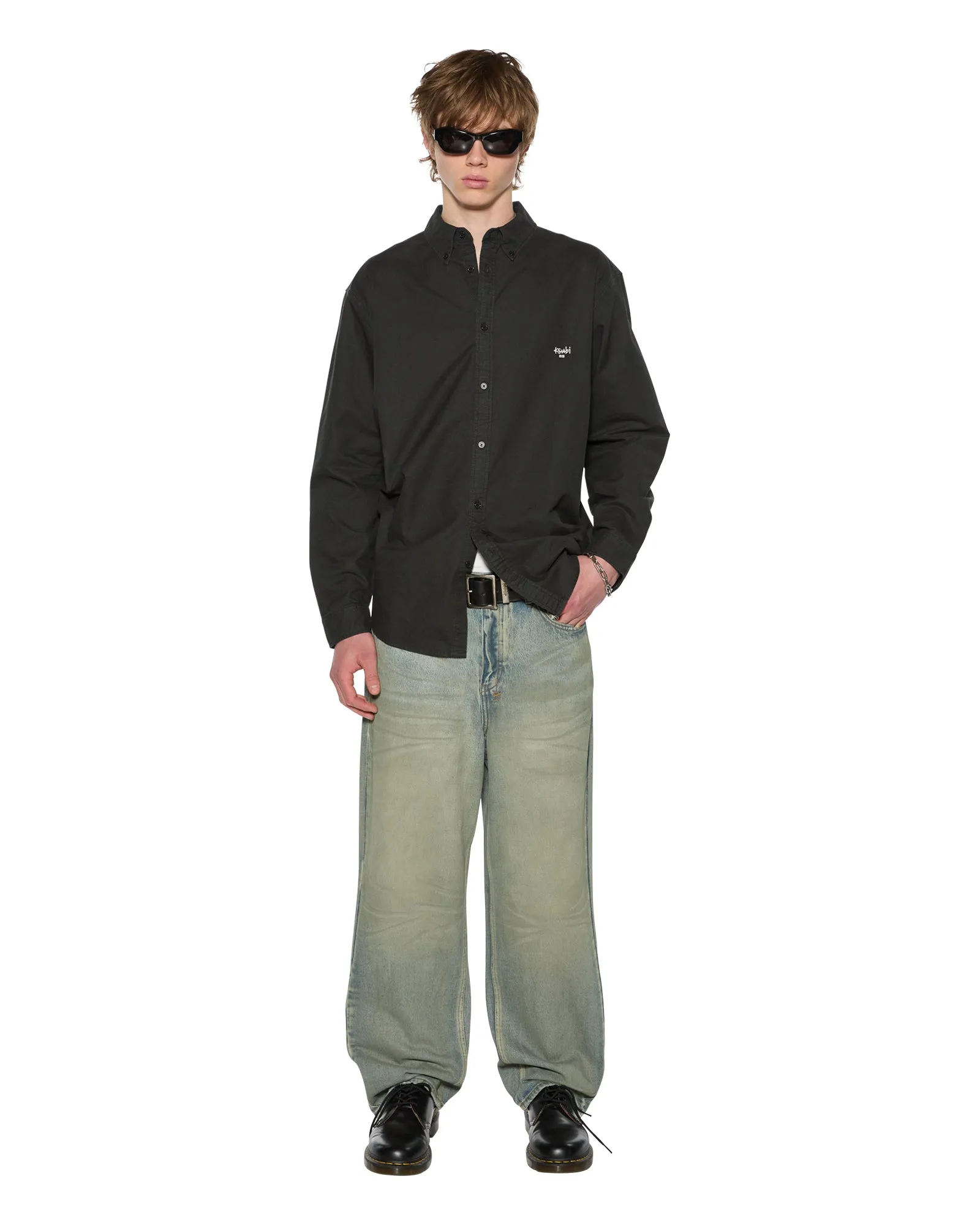 Minimalist Style KSIGNATURE BUTTON DOWN LS SHIRT BLACK