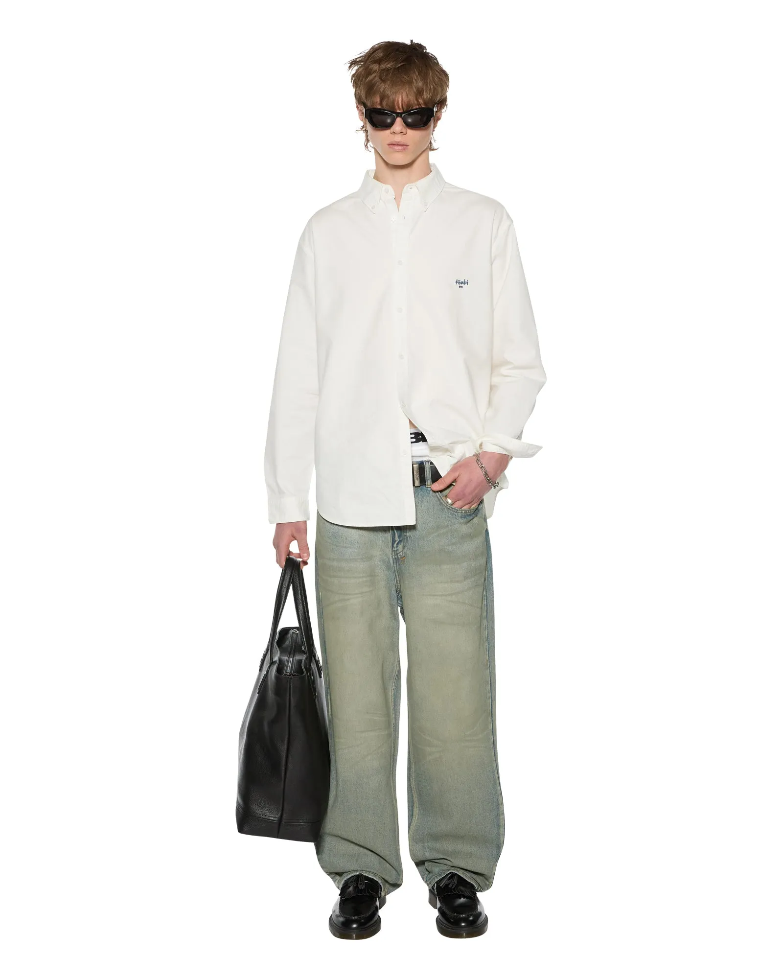 Water Resistant Daytime Style KSIGNATURE BUTTON DOWN LS SHIRT WHITE