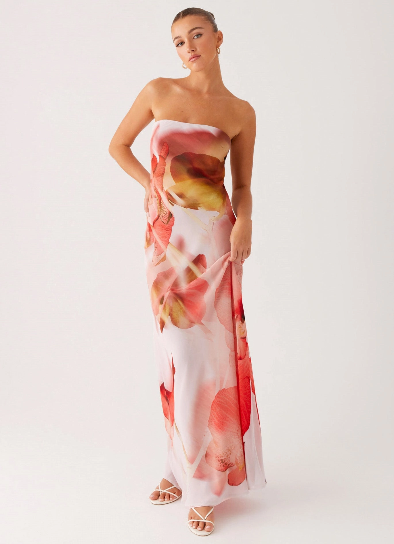 Hidden-Pocket Lounge Moment Kunis Maxi Dress - Peach Rose