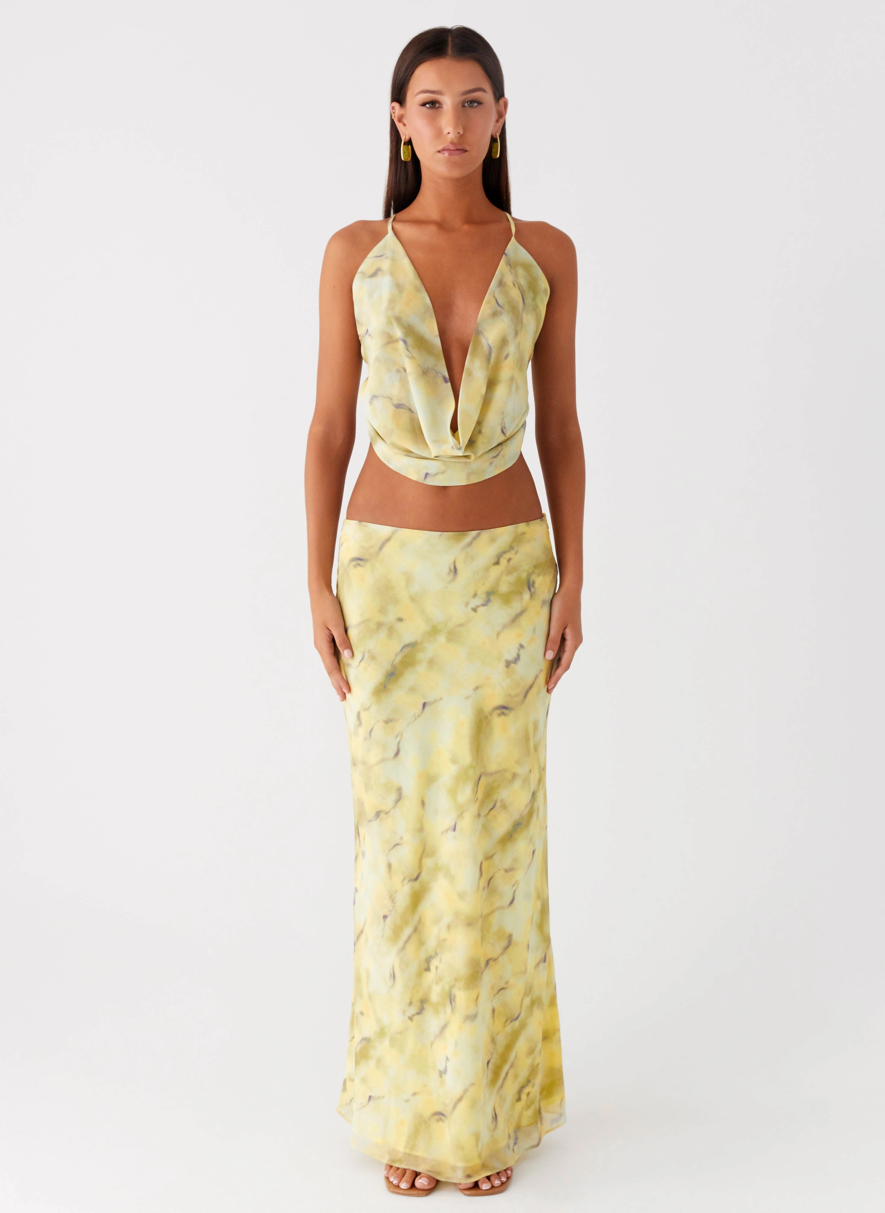 Simple Comfort Kylo Low Rise Maxi Skirt - Yellow Tie Dye