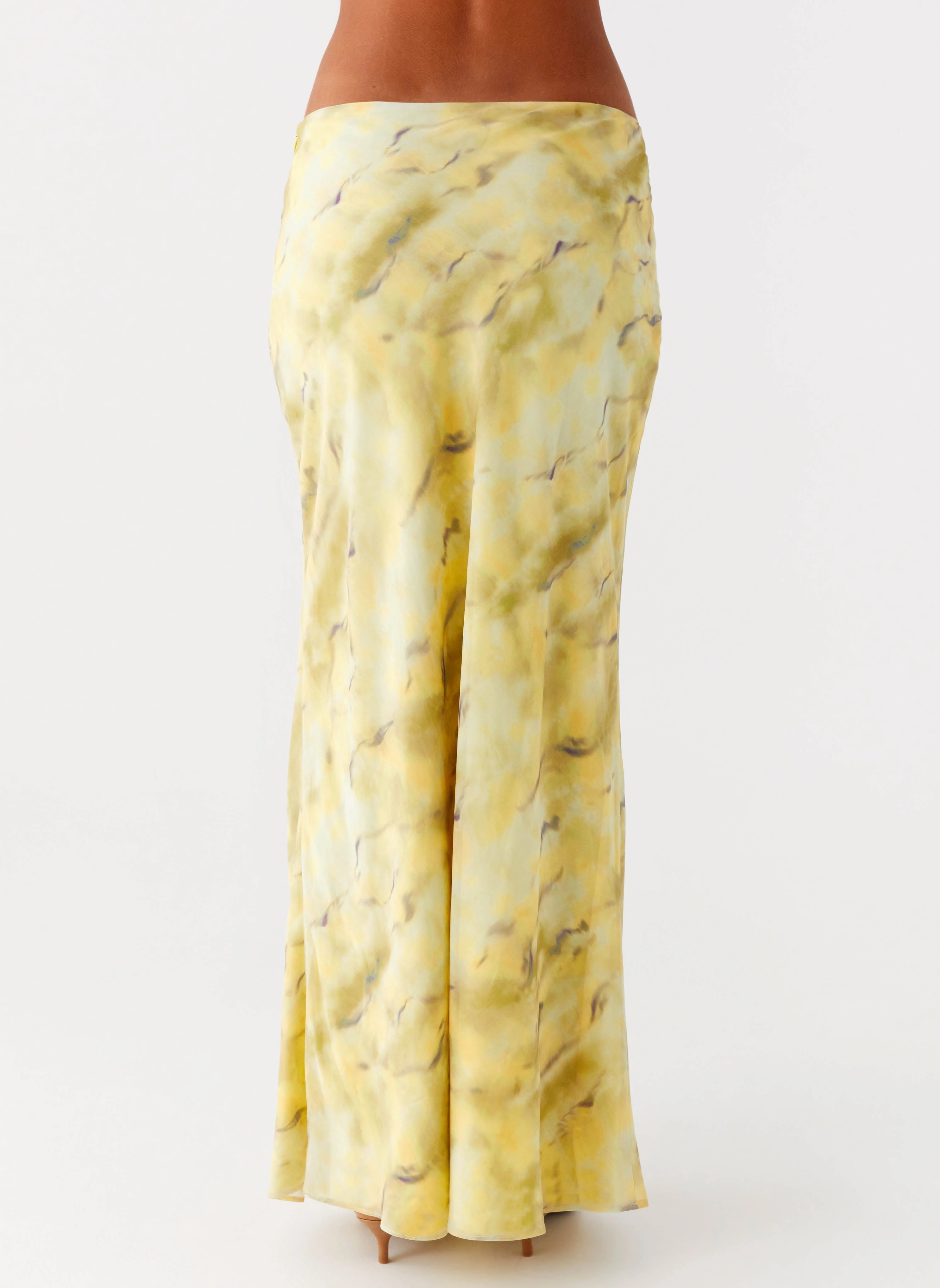 Matching Belt Light Edge Kylo Low Rise Maxi Skirt - Yellow Tie Dye