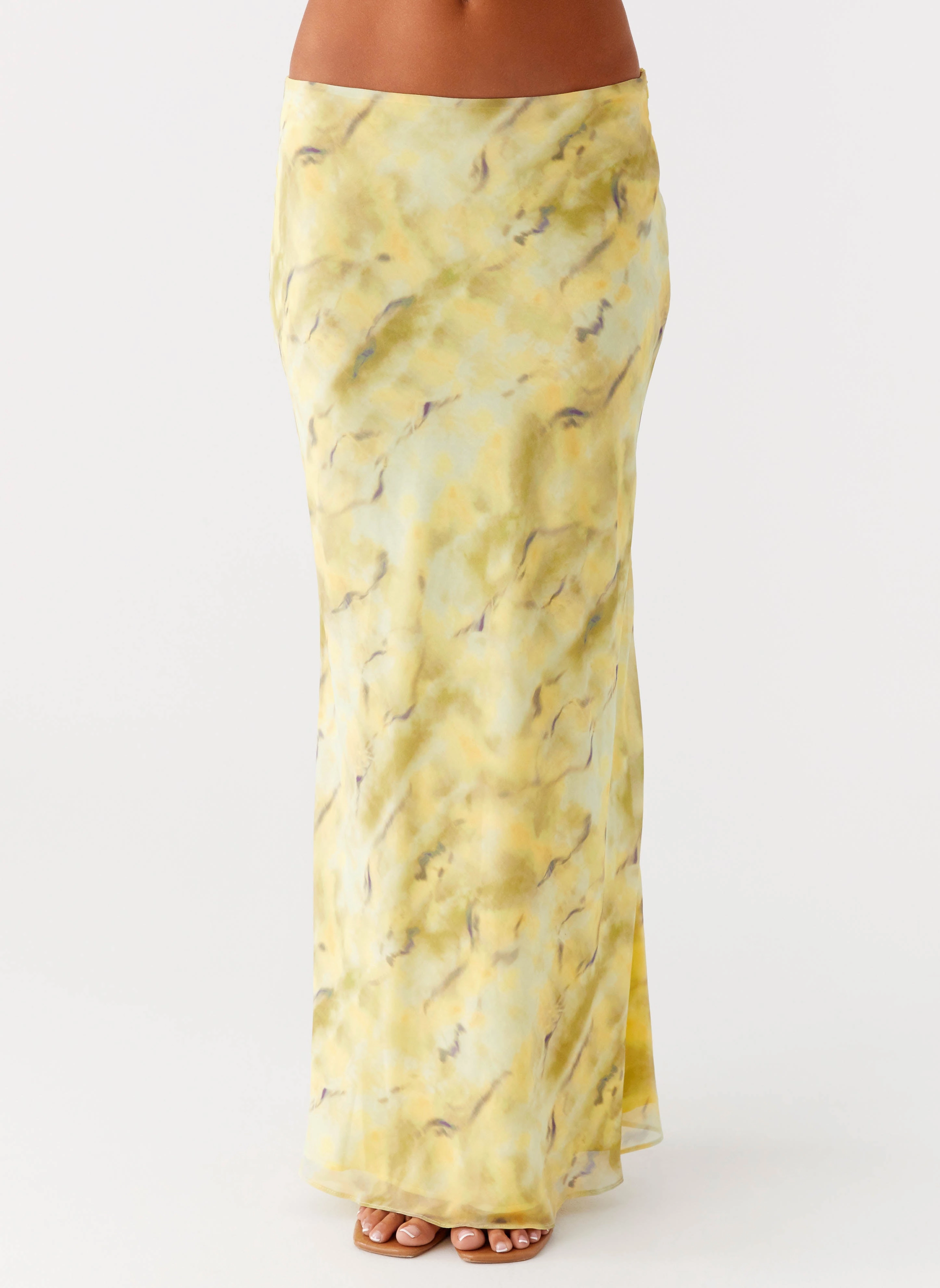 Smart Texture Kylo Low Rise Maxi Skirt - Yellow Tie Dye