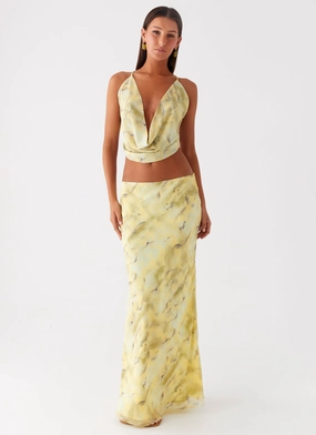 Kylo Low Rise Maxi Skirt - Yellow Tie Dye Denim style Breathable Comfort