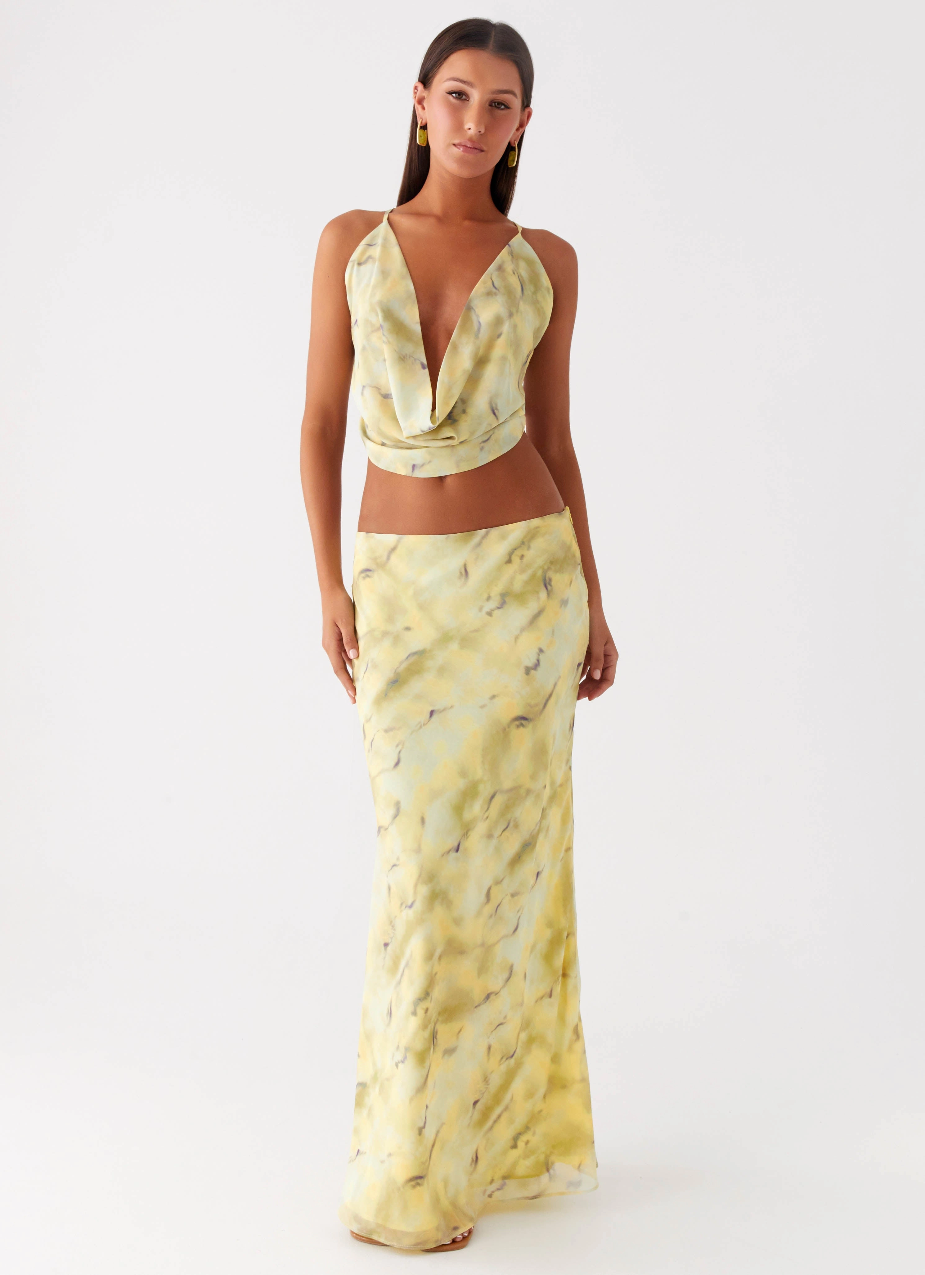 Breathable fabric Smart Fit Kylo Low Rise Maxi Skirt - Yellow Tie Dye